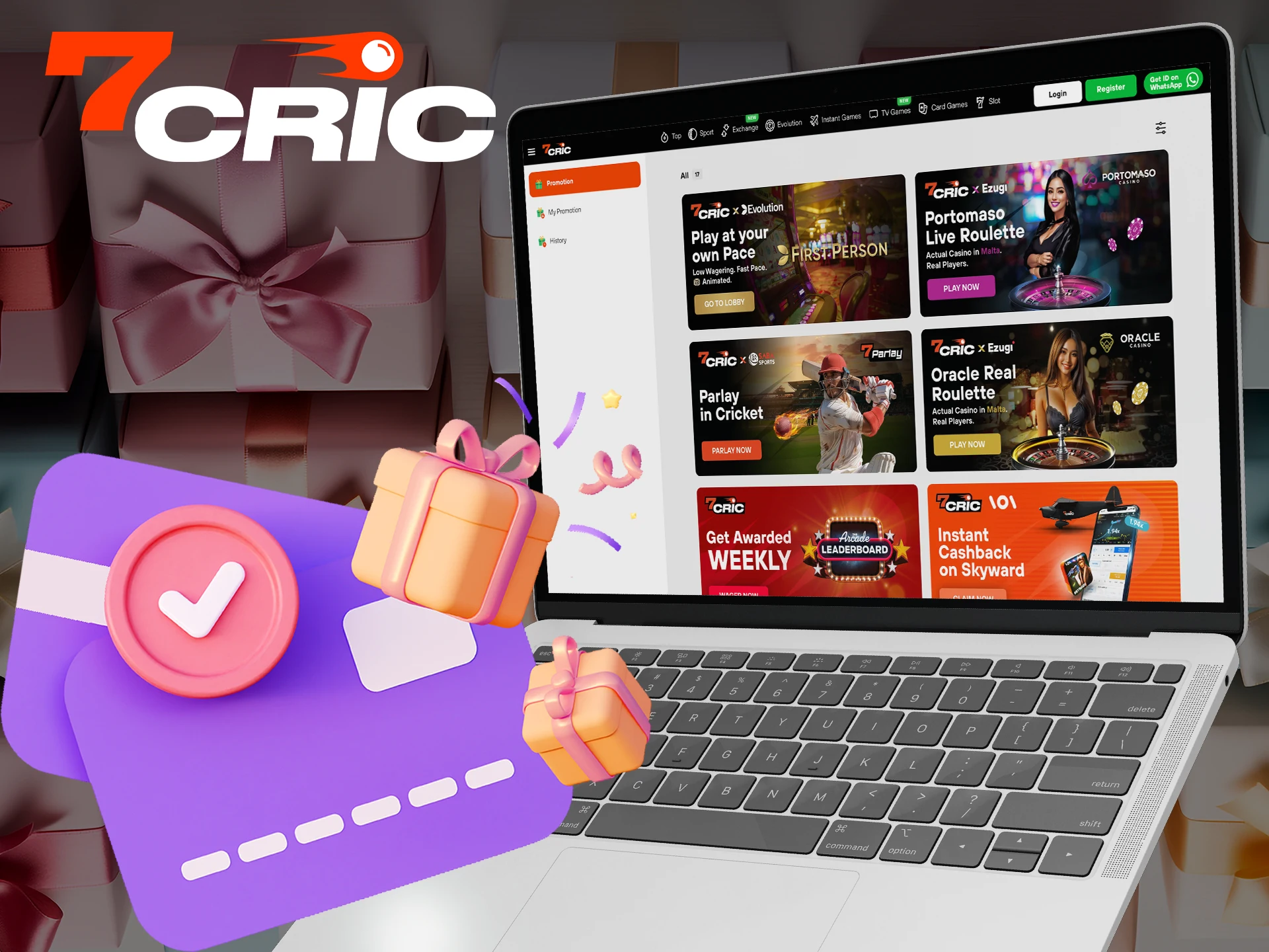 Fund your account and get a bonus to successfully start betting at 7Cric.