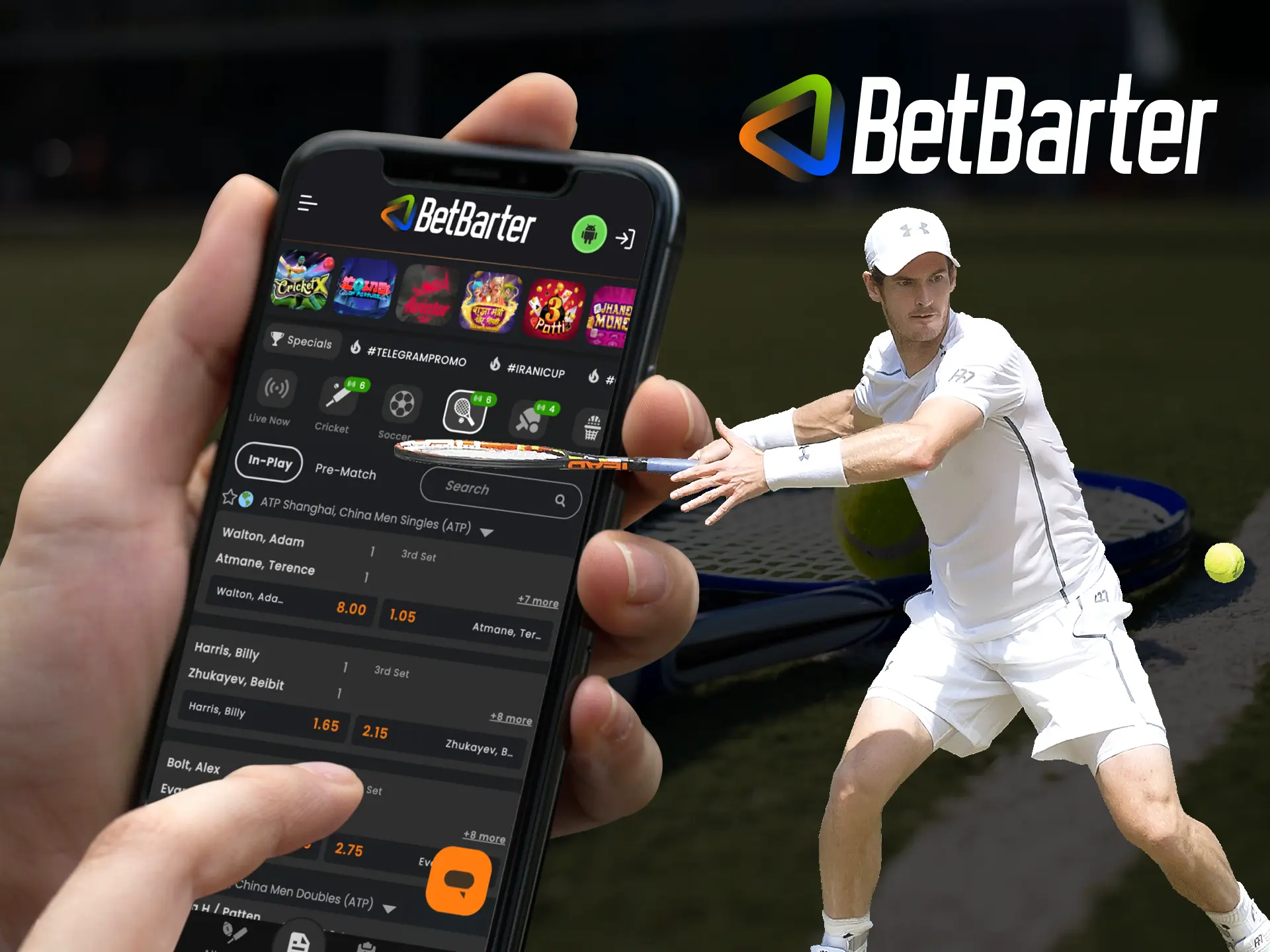 Tennis tournaments are held quite often and users can bet on it at the Betbarter online casino.