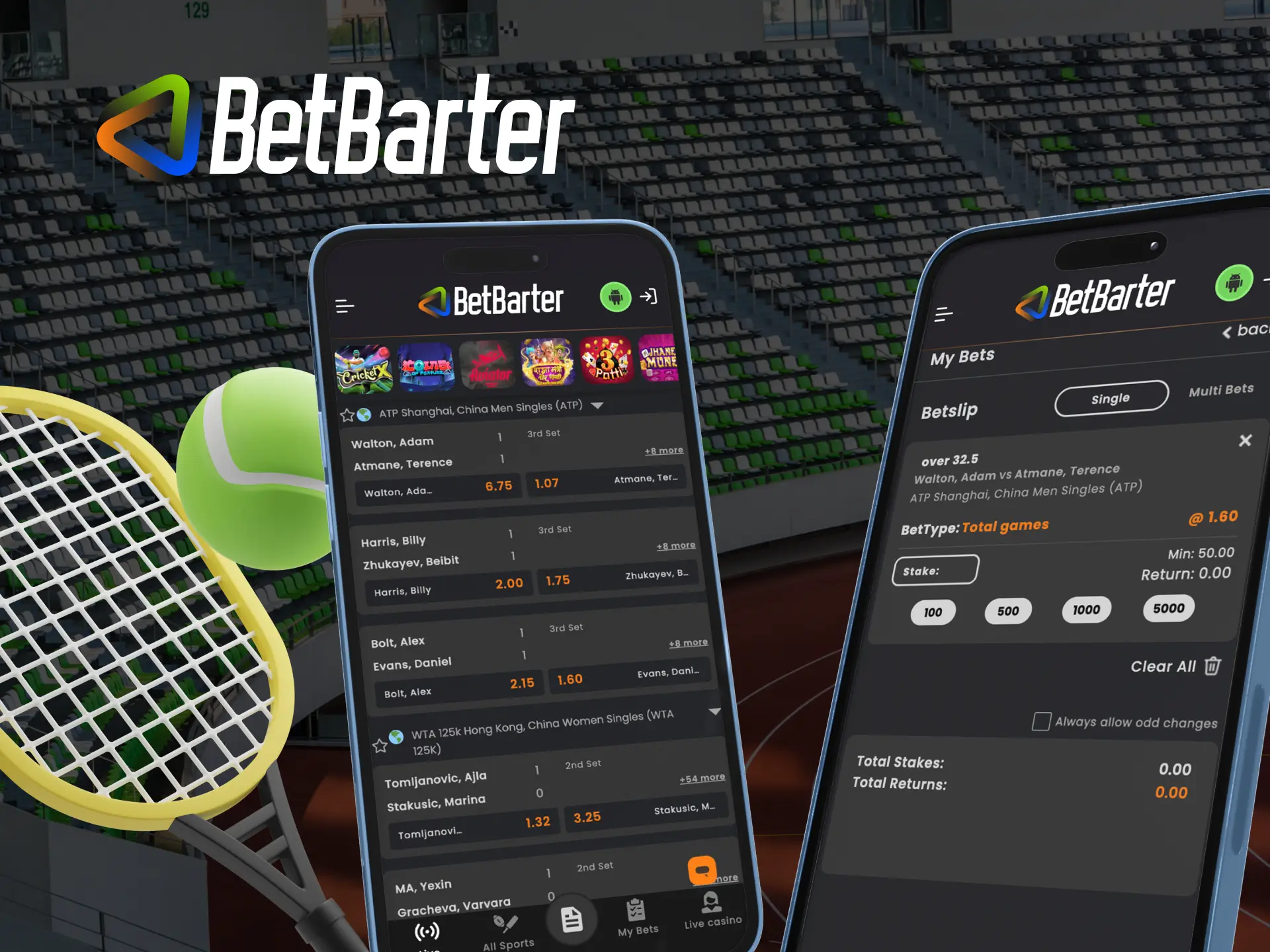 What types of bets are available to users at Betbarter online casino.