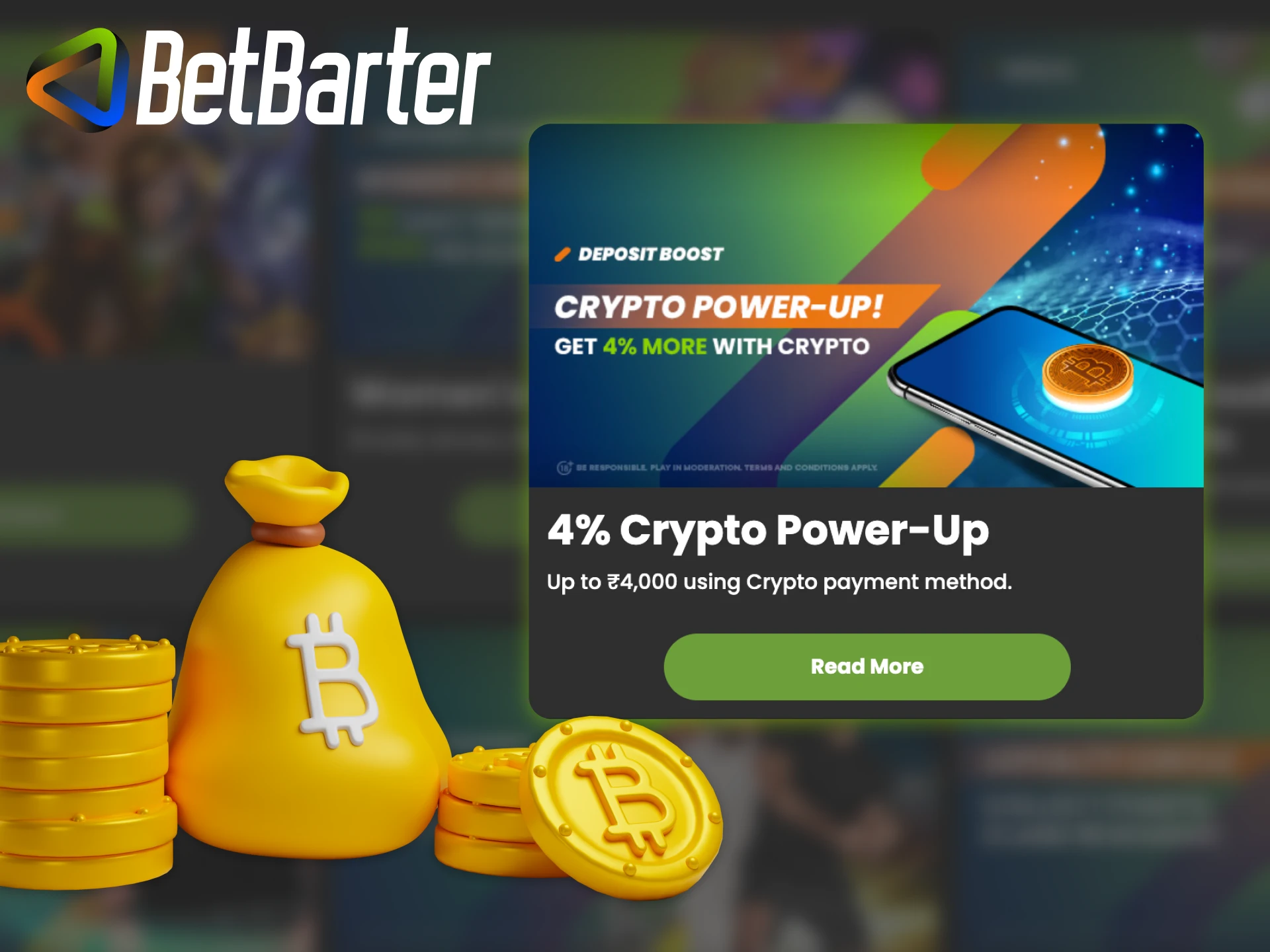 Get Betbarter bonus when using a crypto.