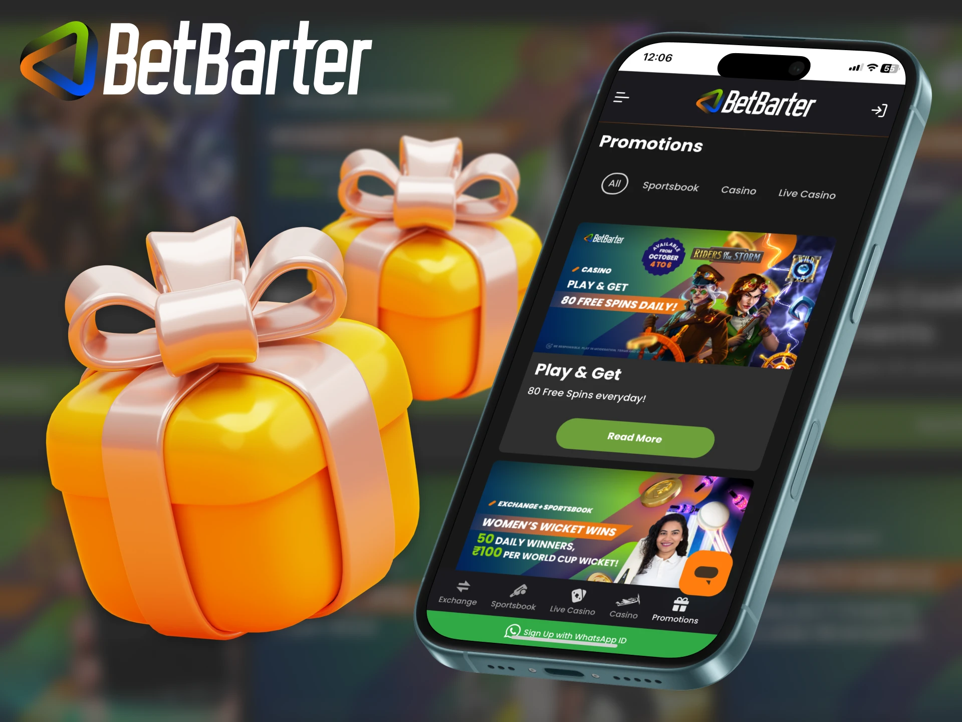 There are no exclusive Betbarter bonuses for mobile app users.