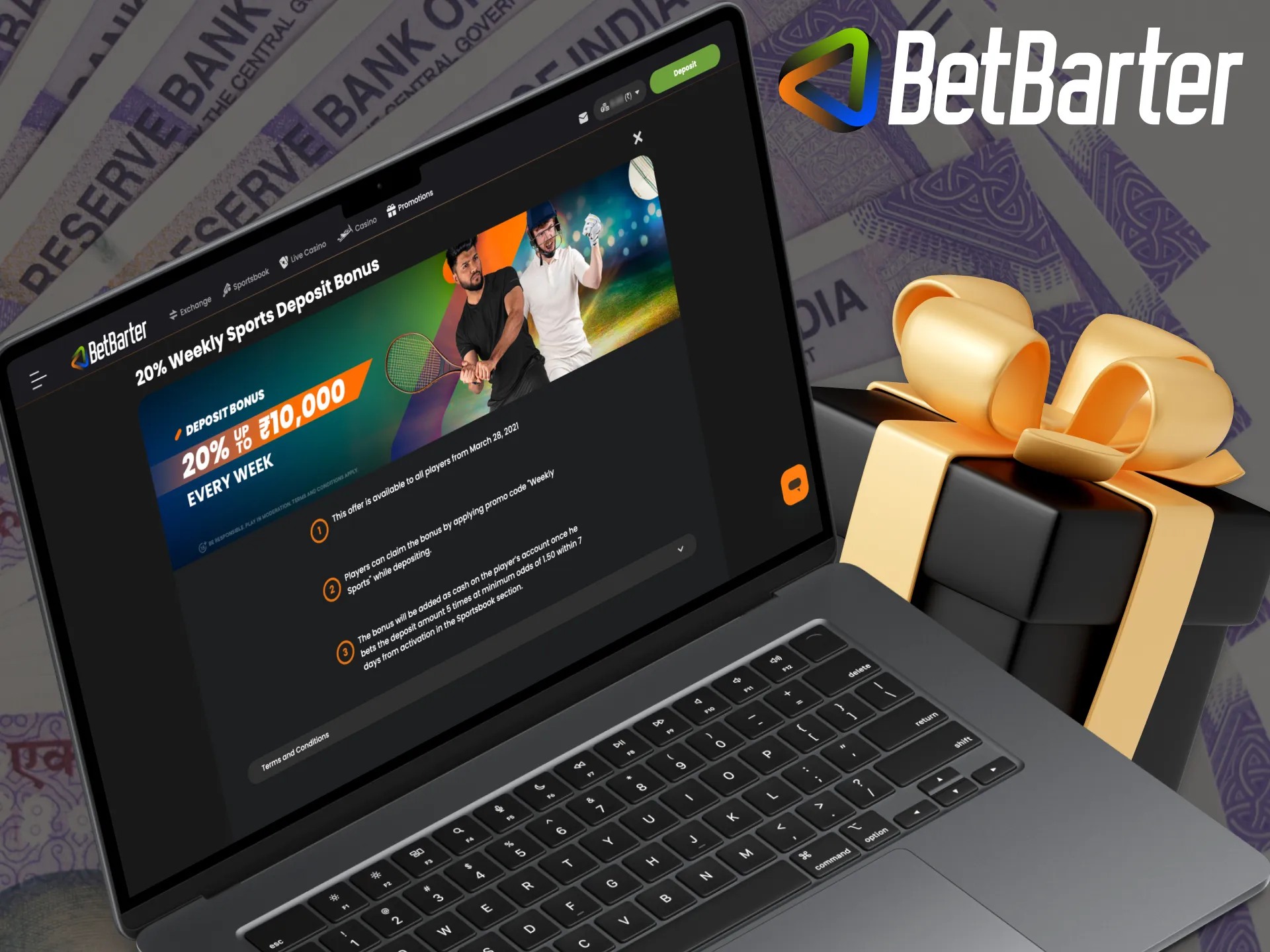 Get your deposit bonus at Betbarter website.