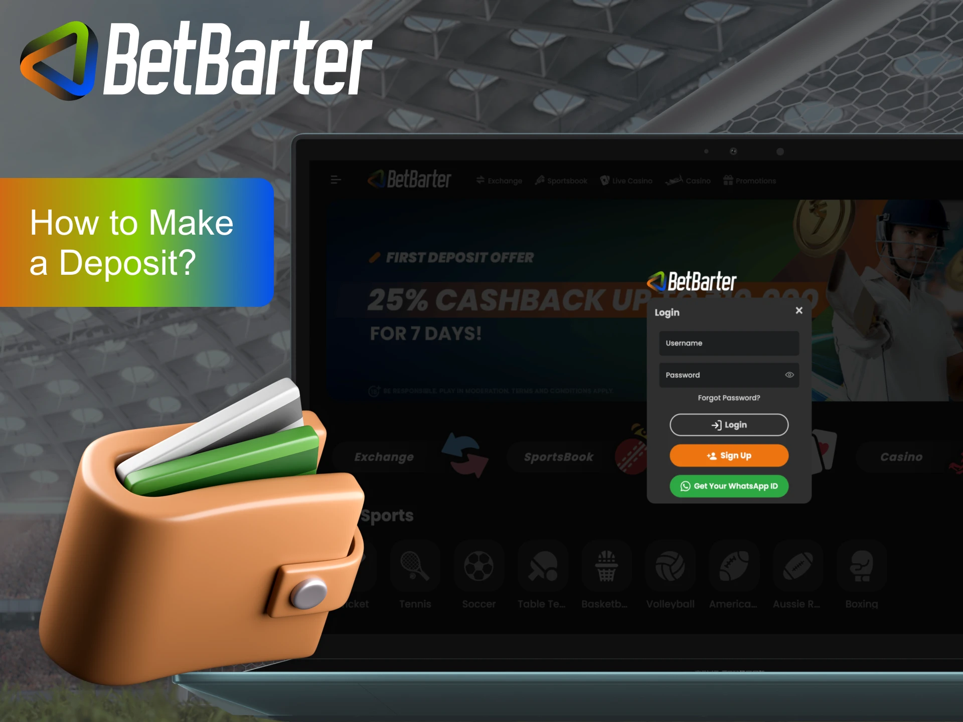 Add money to your Betbarter account.