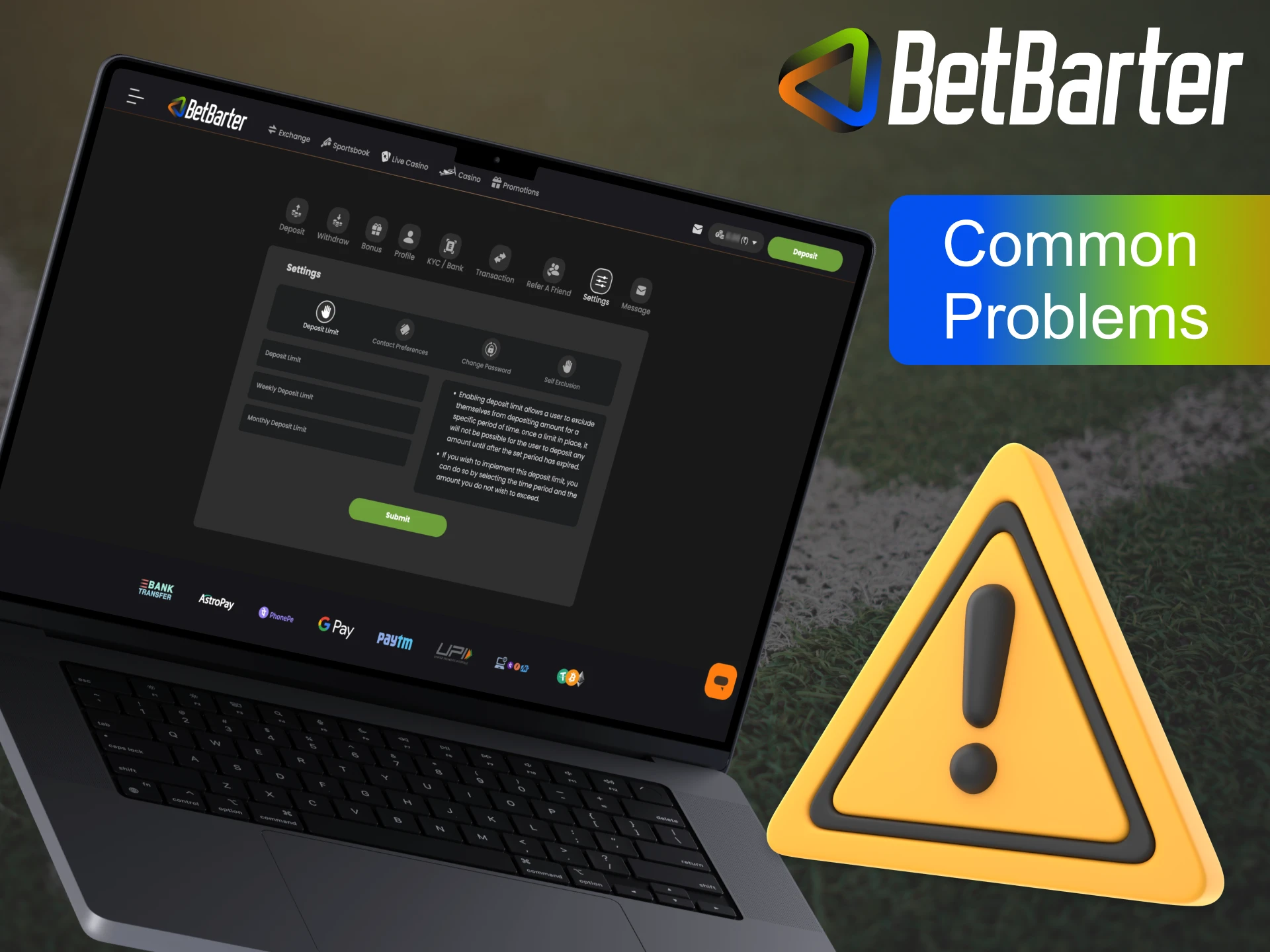 Here are some frequent issues at Betbarter.