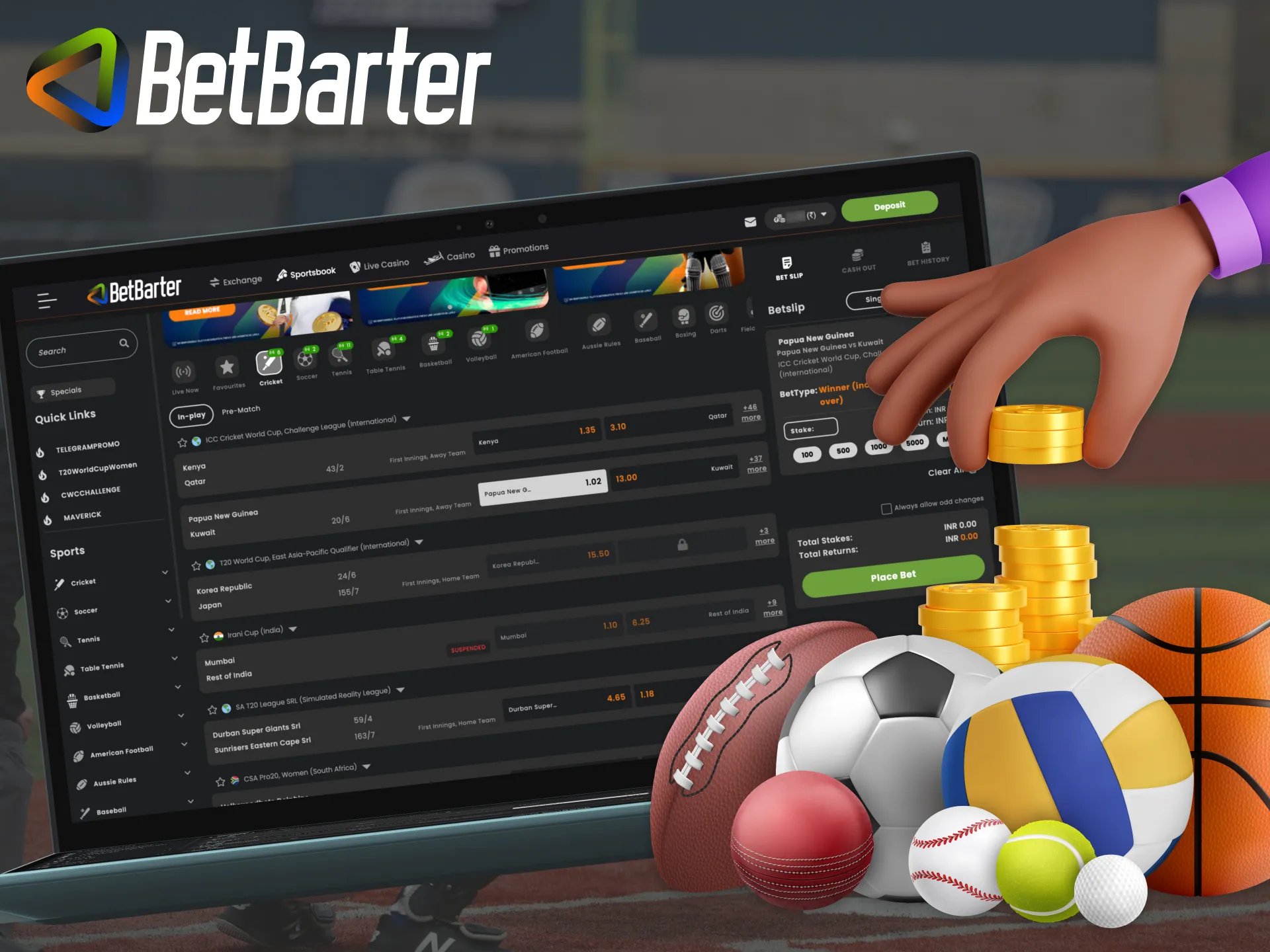 You can quickly start betting at Betbarter platform.