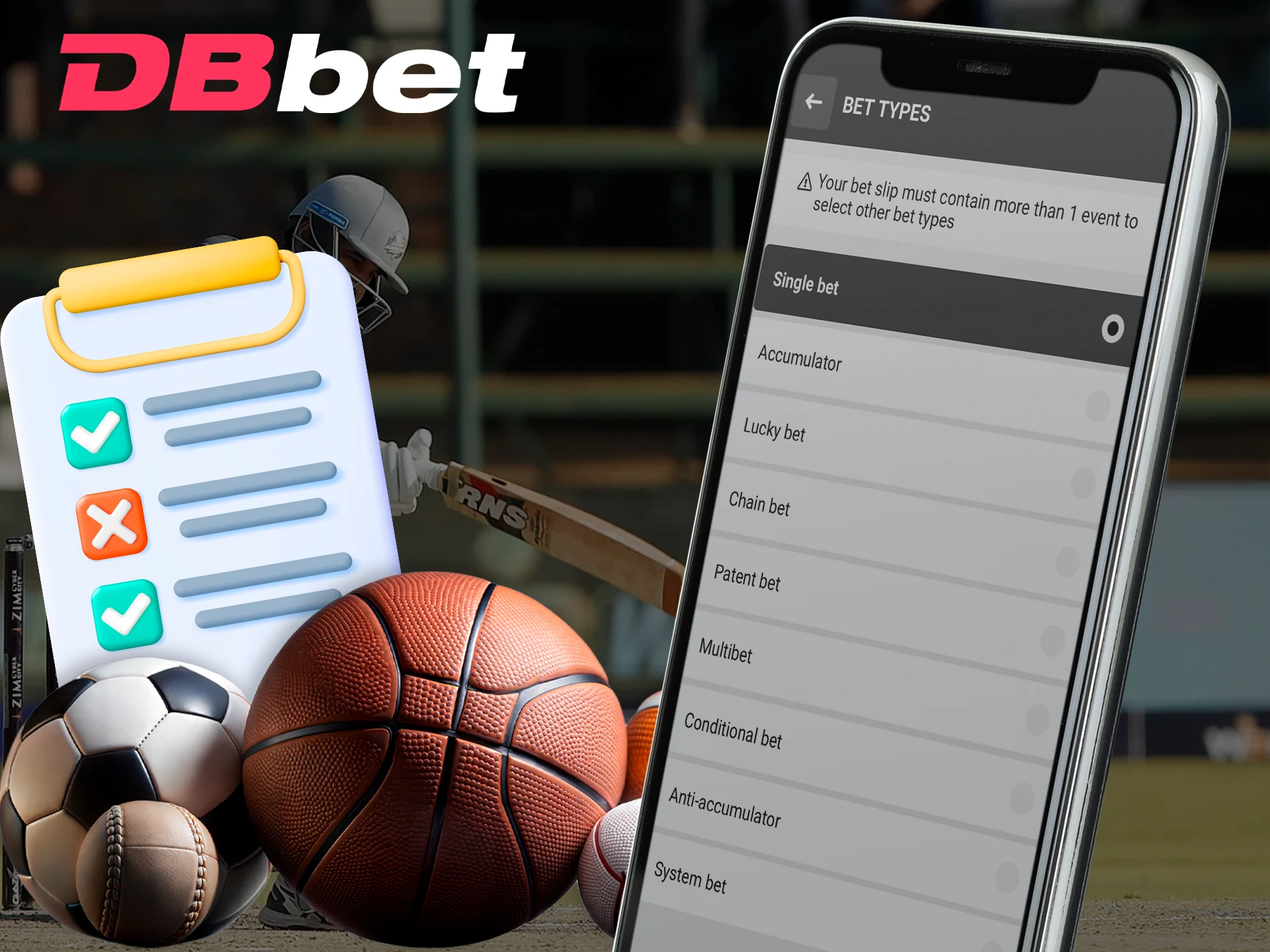 Find the right type of bets for you on the DBbet app.