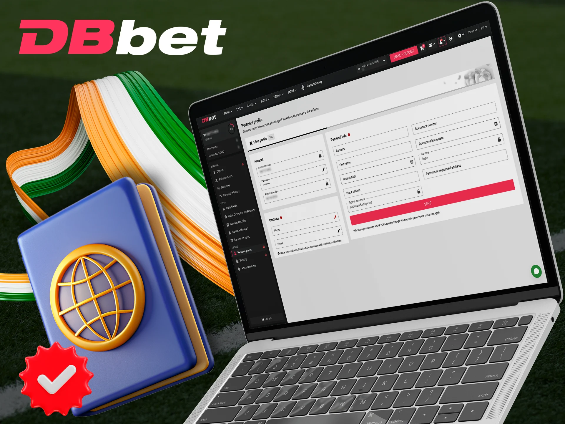 Confirm your identity in your DBbet account.