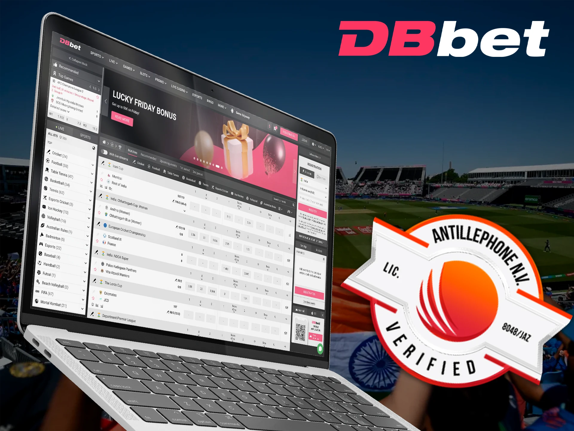 DBbet is completely legal and confirmed by a license in India.