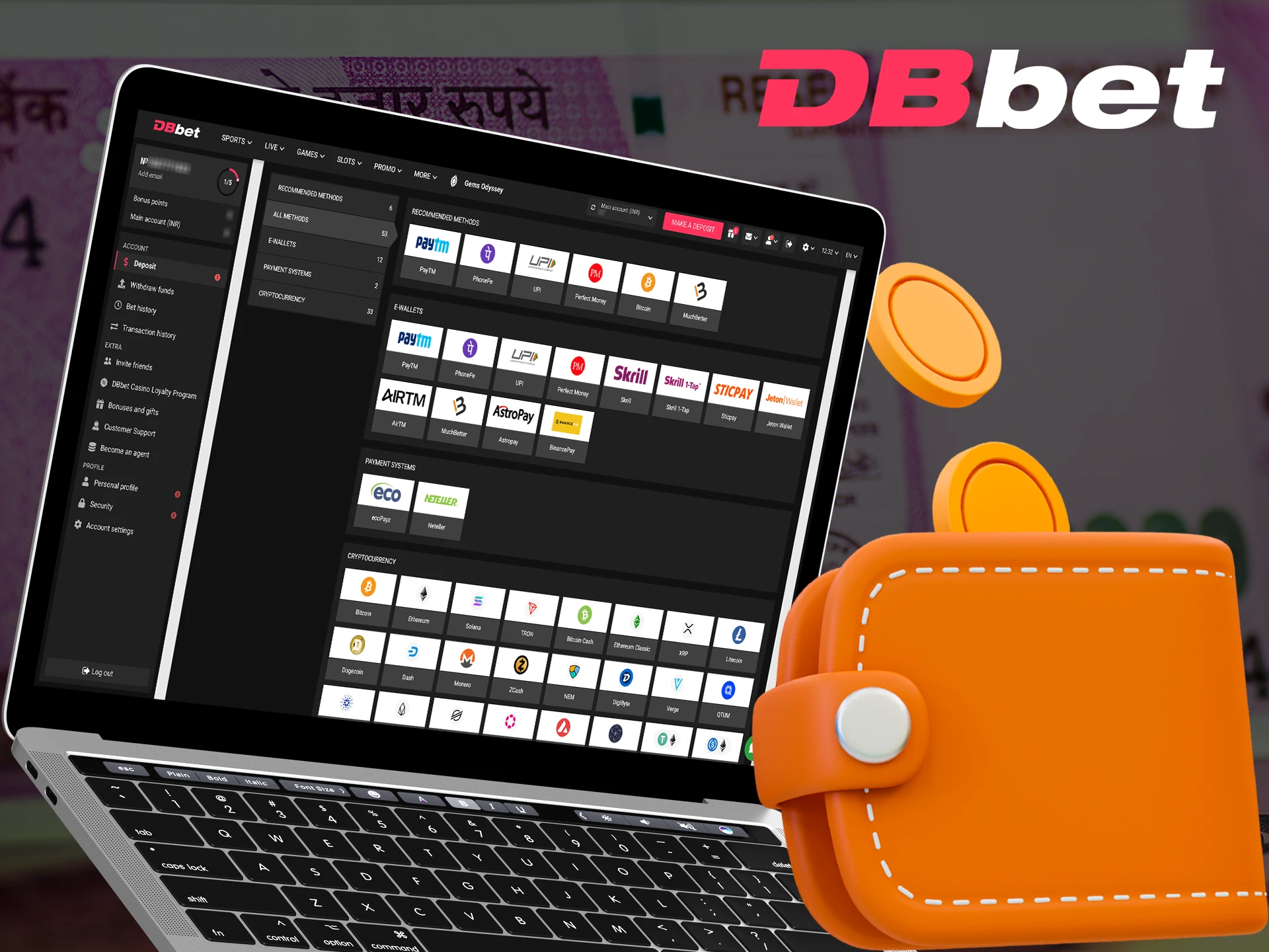 Top up your account balance and start winning at DBbet.