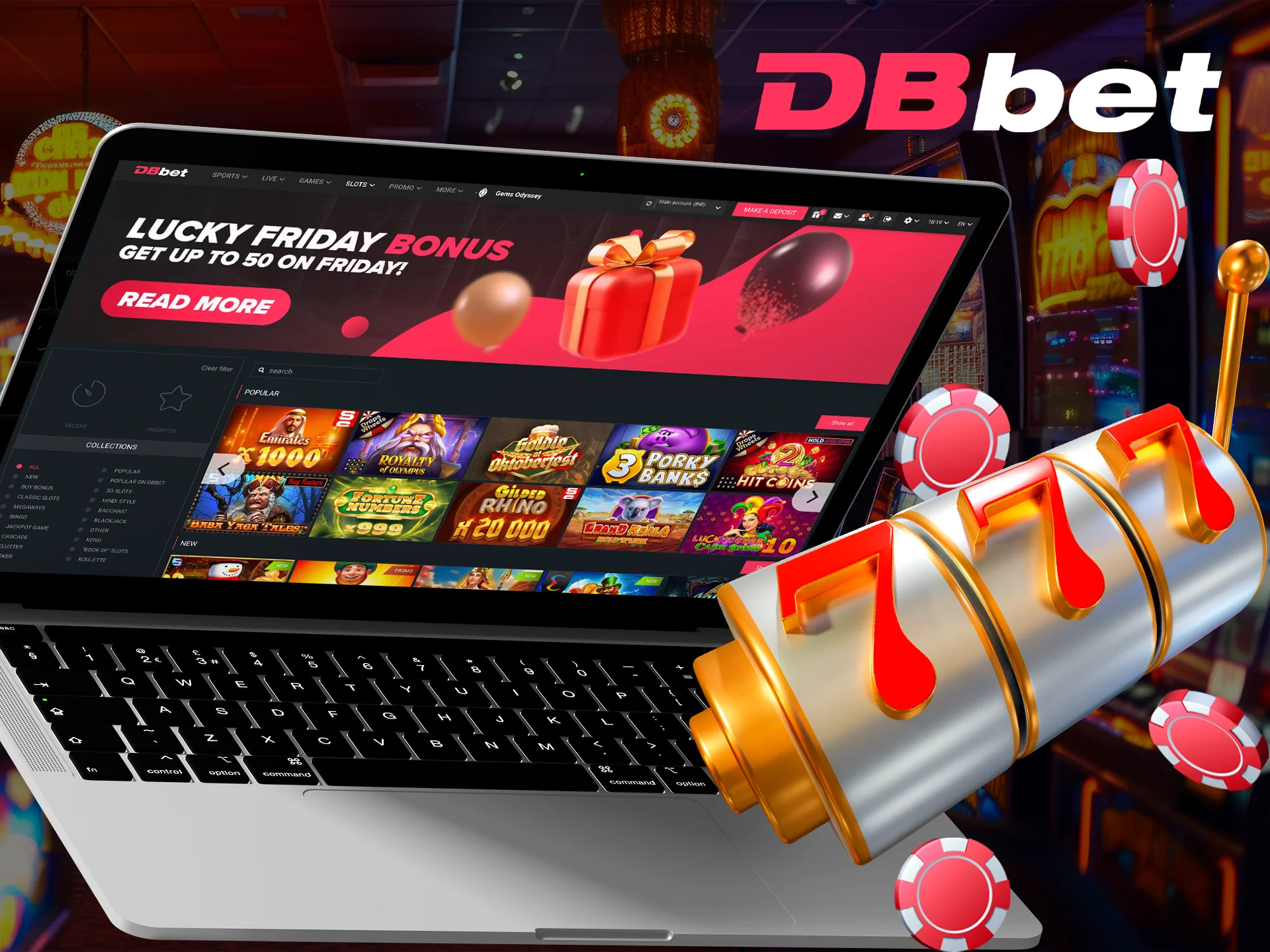 Play your favorite slots and get big wins at DBbet.