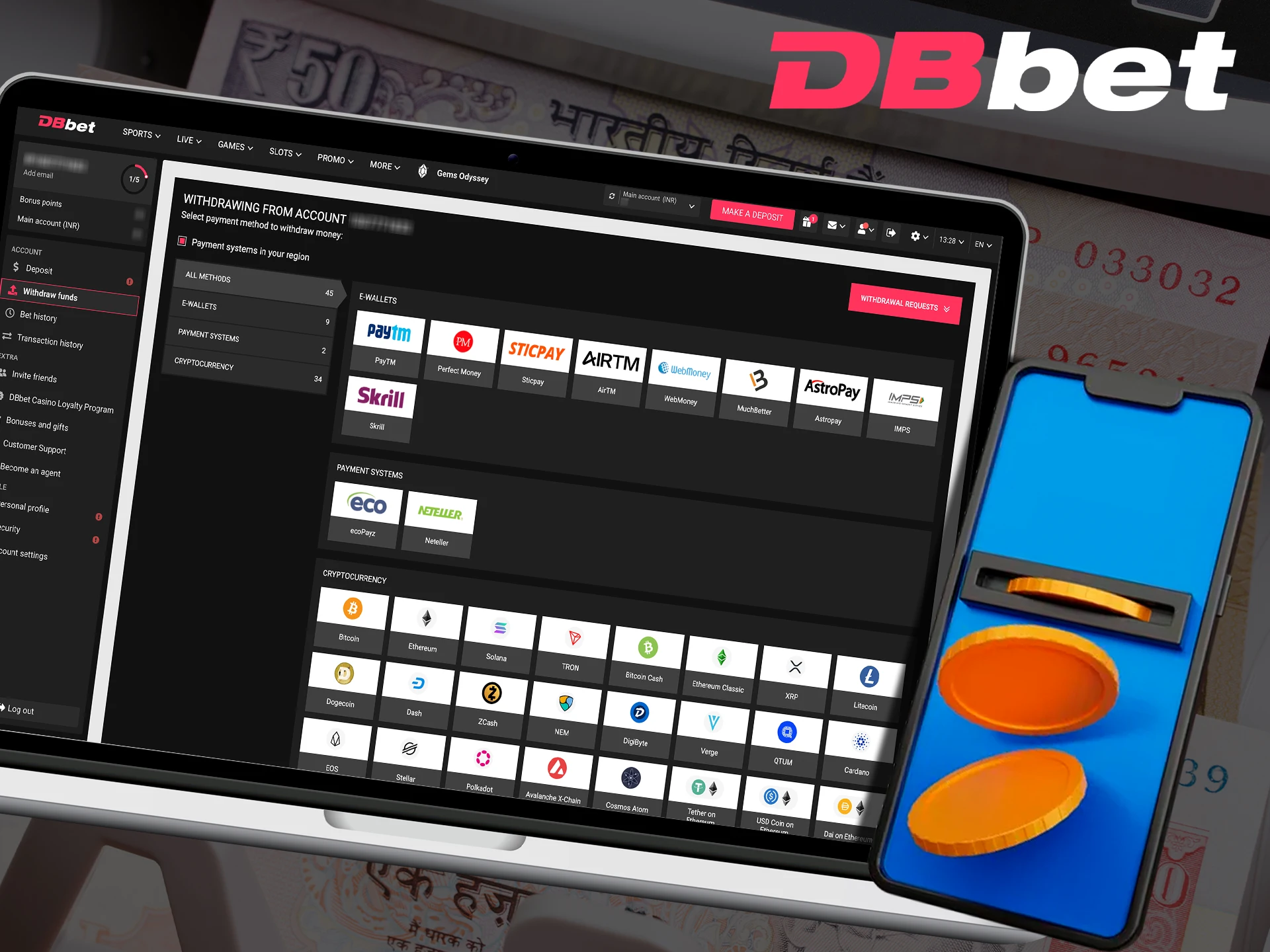 Withdraw your winnings instantly at DBbet.