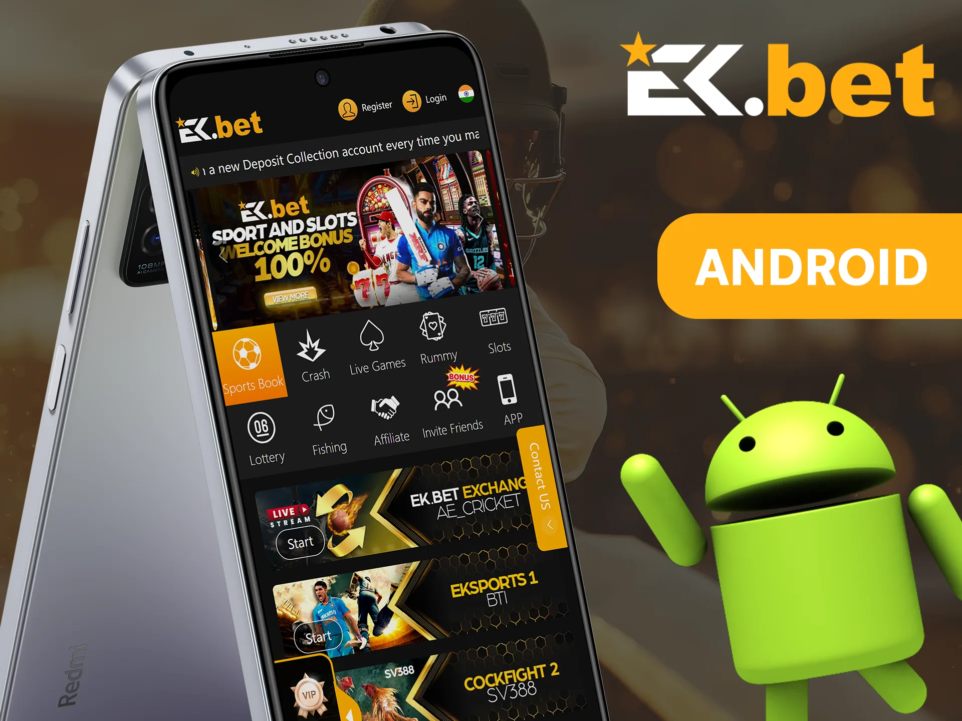 EkBet offers a mobile app for Android.