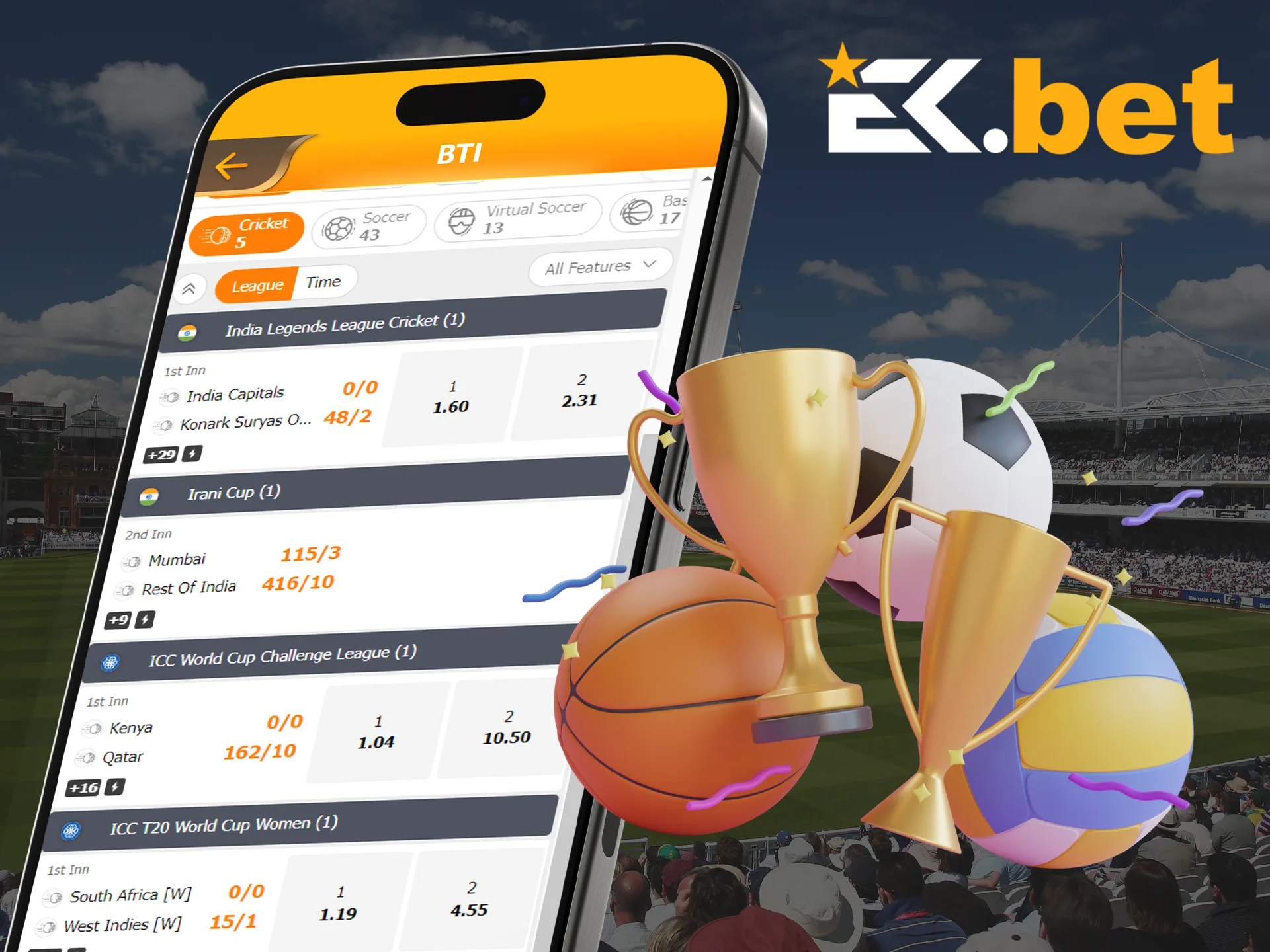 Explore the betting options available in the EkBet app.