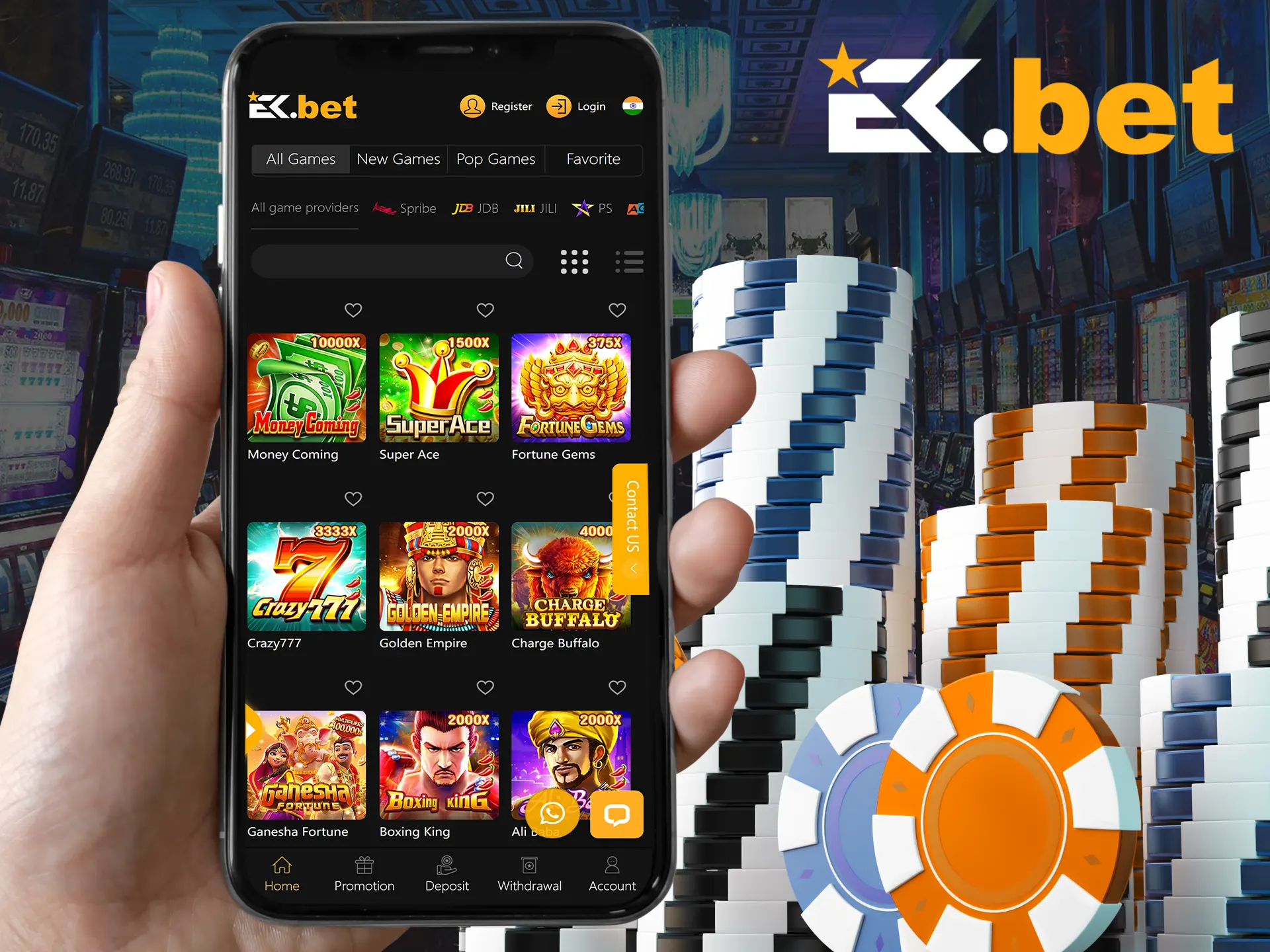 Download the EkBet app and start your journey through the casino world.