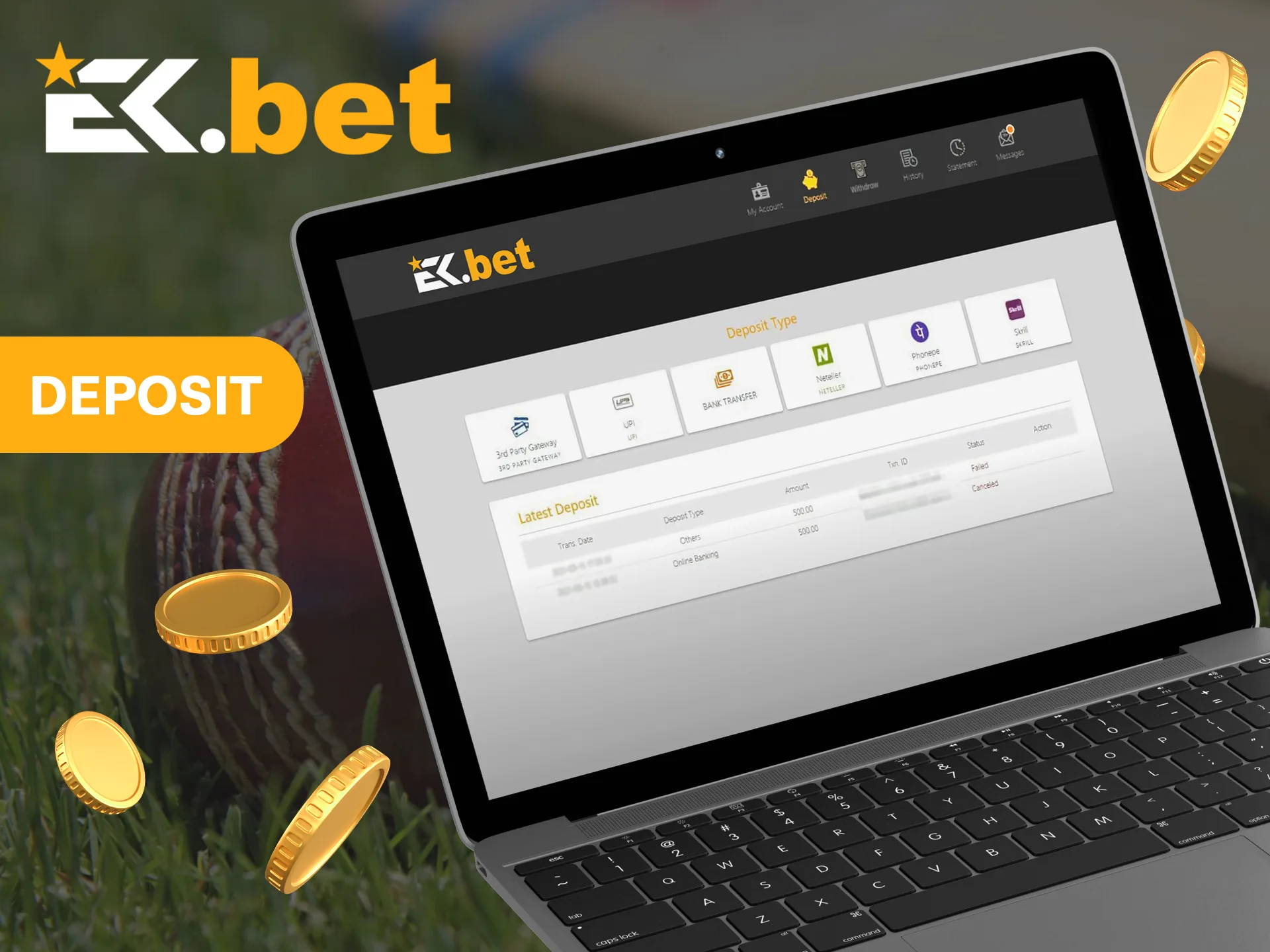 Make a deposit using one of the methods available at EkBet.