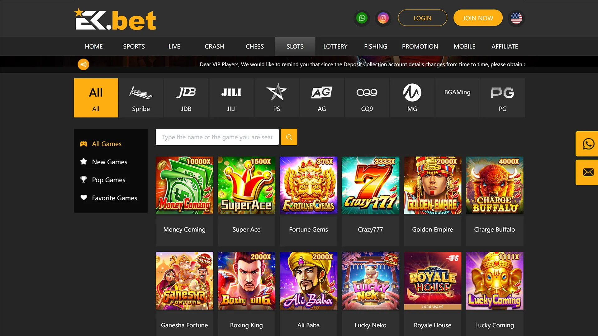 At EkBet you will find a large selection of different slots.