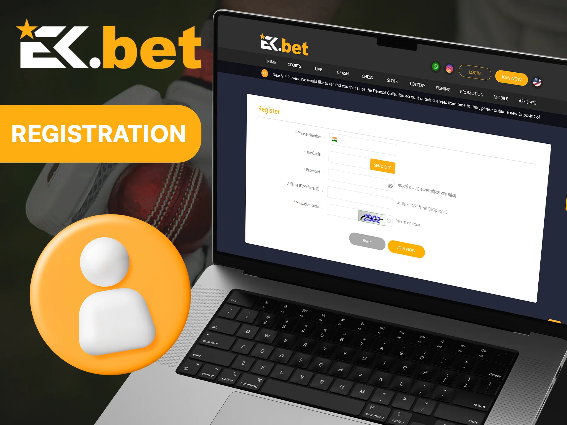 Sign up for EkBet in a couple of minutes.