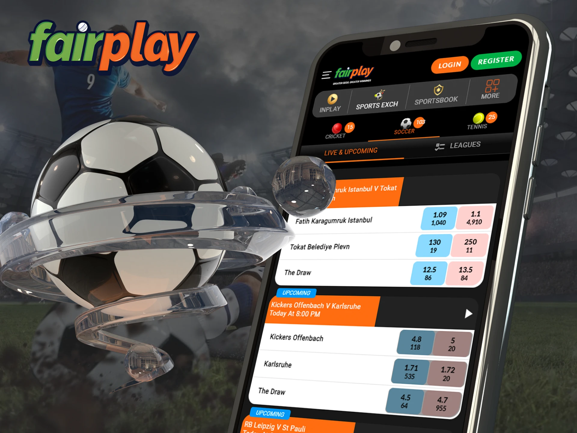 Bet on football anywhere with the Fairplay app.