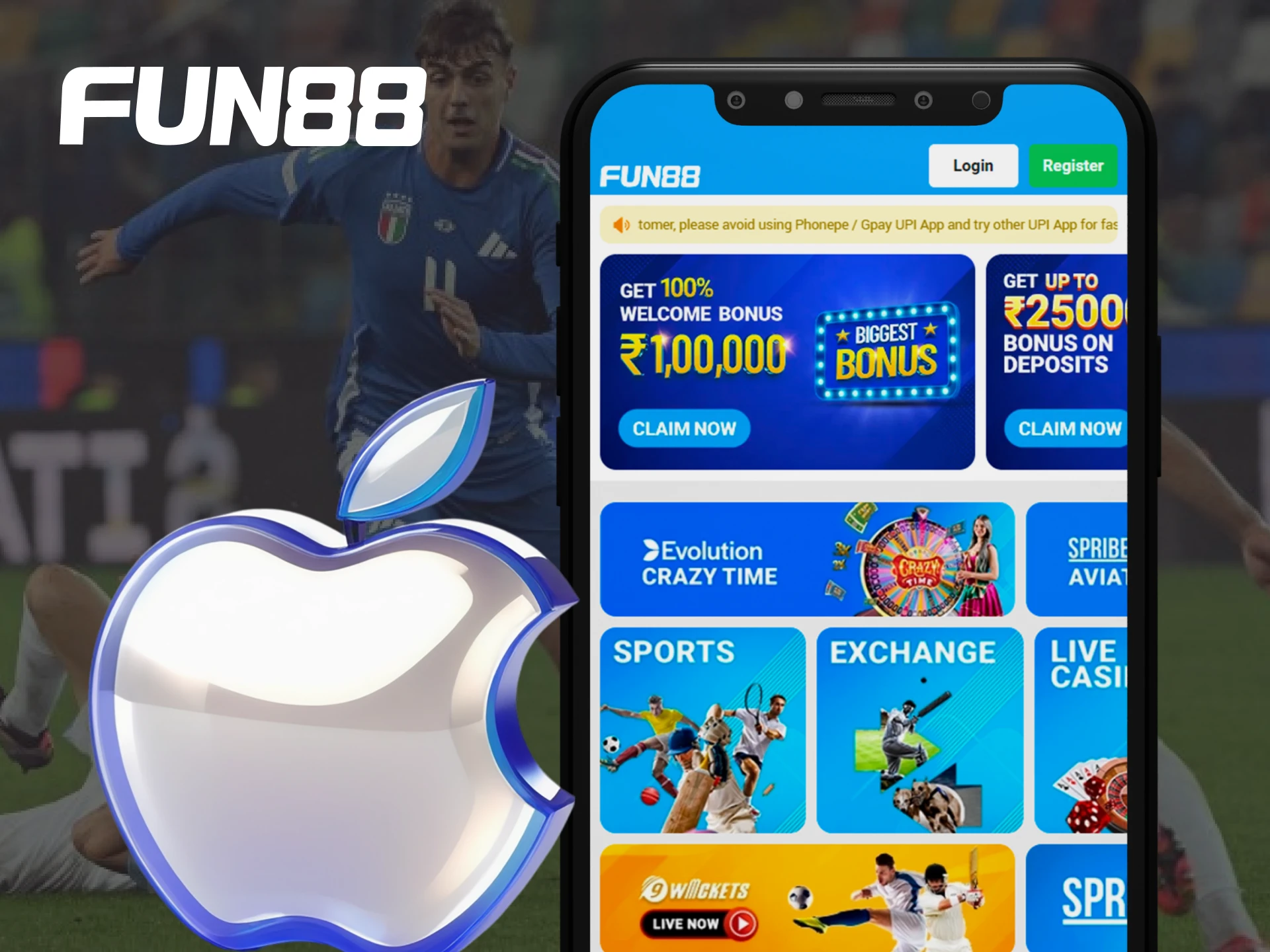 Download the official Fun88 mobile app for iOS.