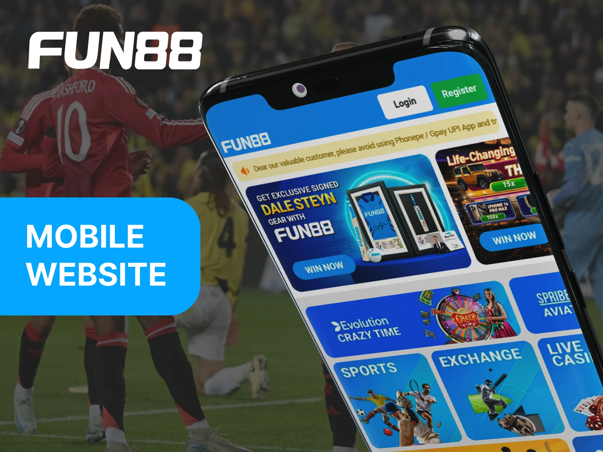 Use the Fun88 mobile site from your phone.