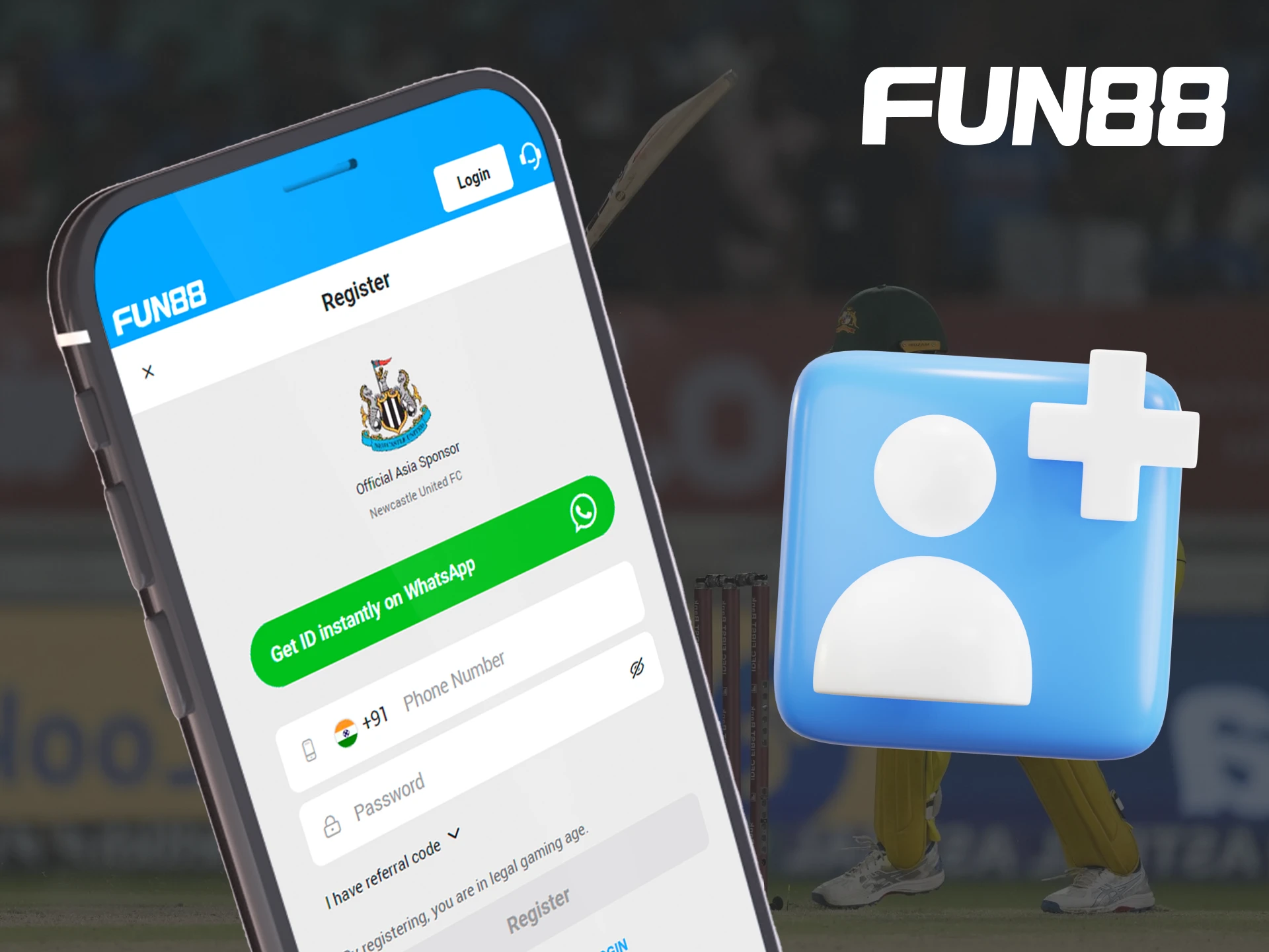 Register on Fun88 mobile app using this guide.