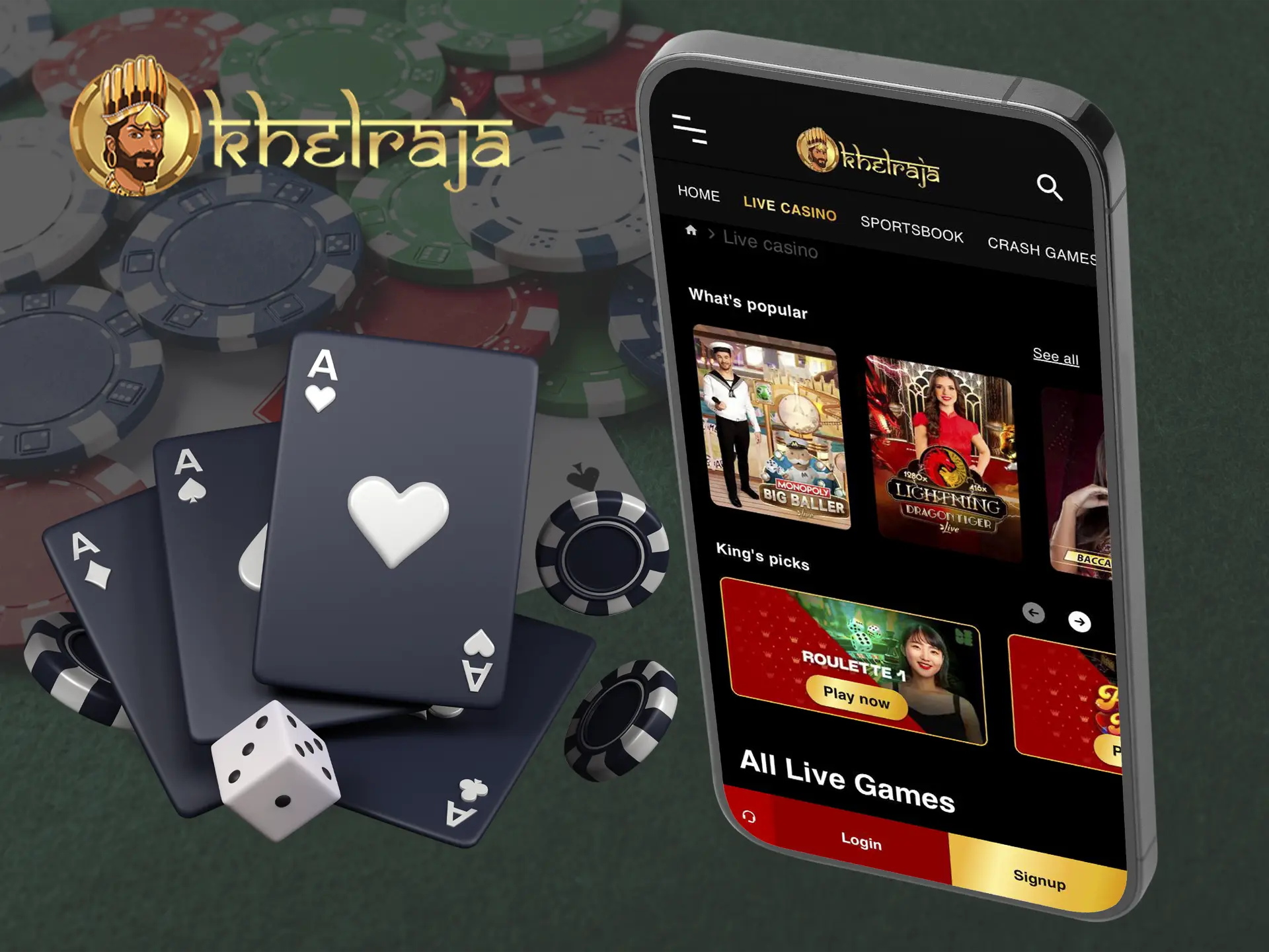 Show your skills and beat the best dealers at Khelraja Casino.