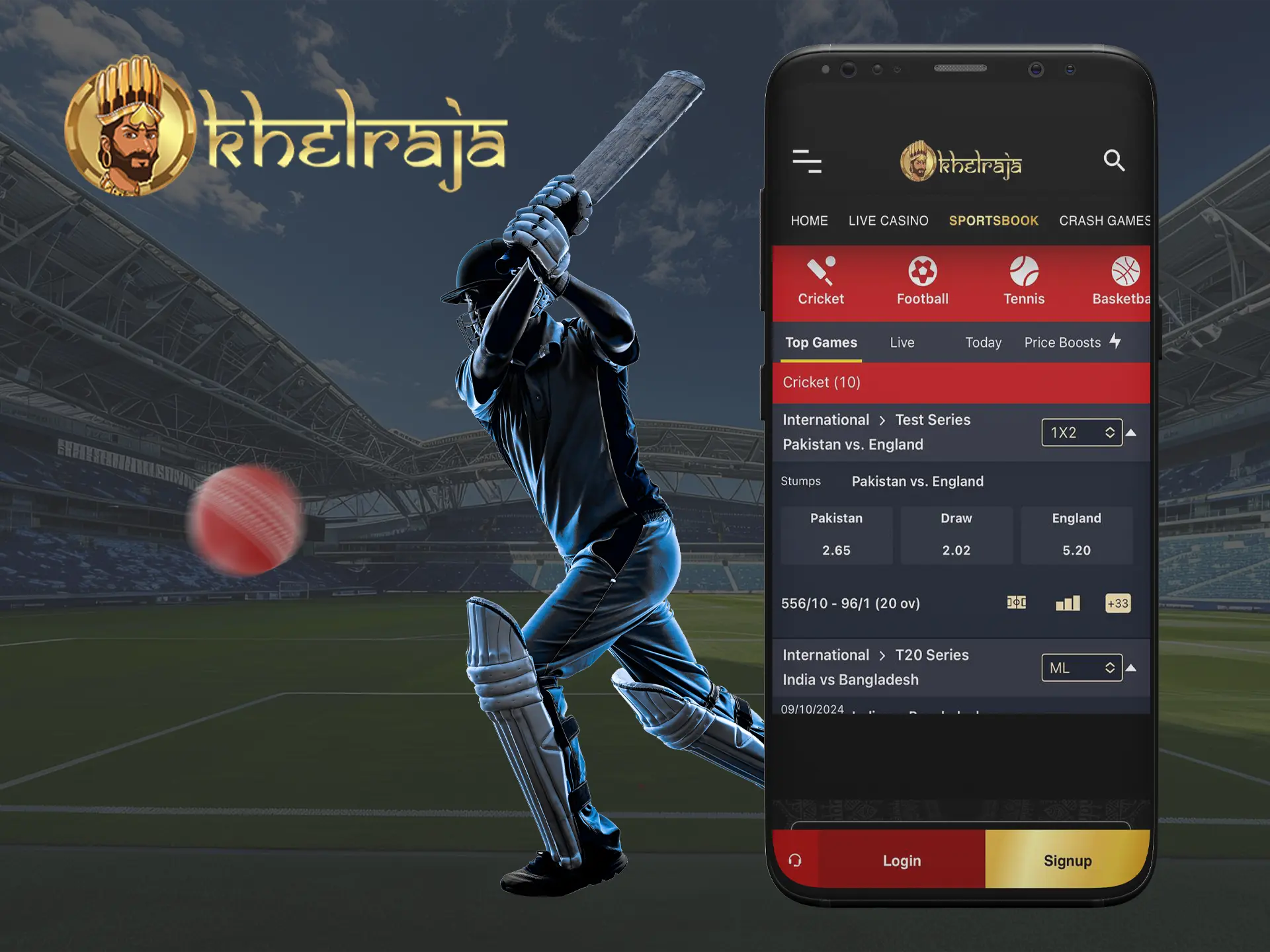 Showcase your knowledge when betting on cricket on the Khelraja app.