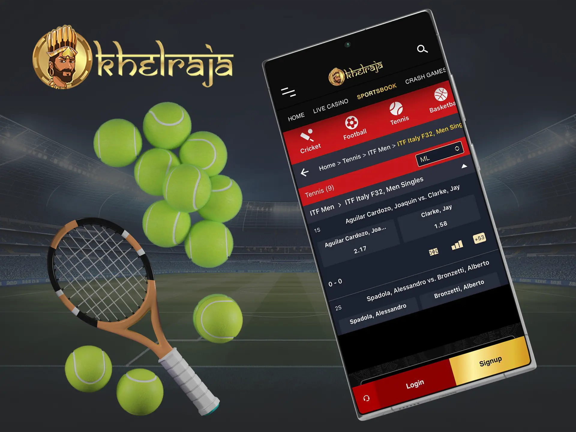 Follow the world's best tennis players and make your predictions on the Khelraja app.