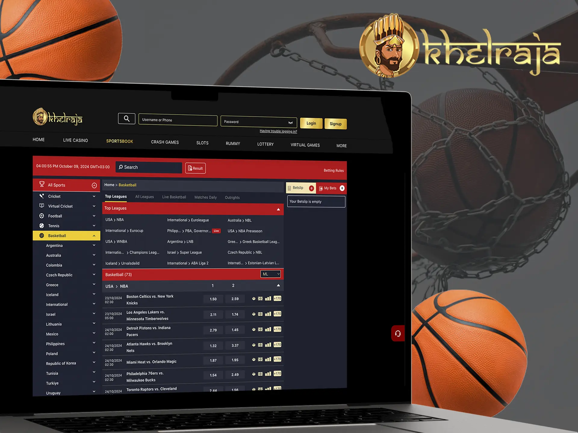 Use tactics and strategies when betting on basketball at Khelraja Casino.