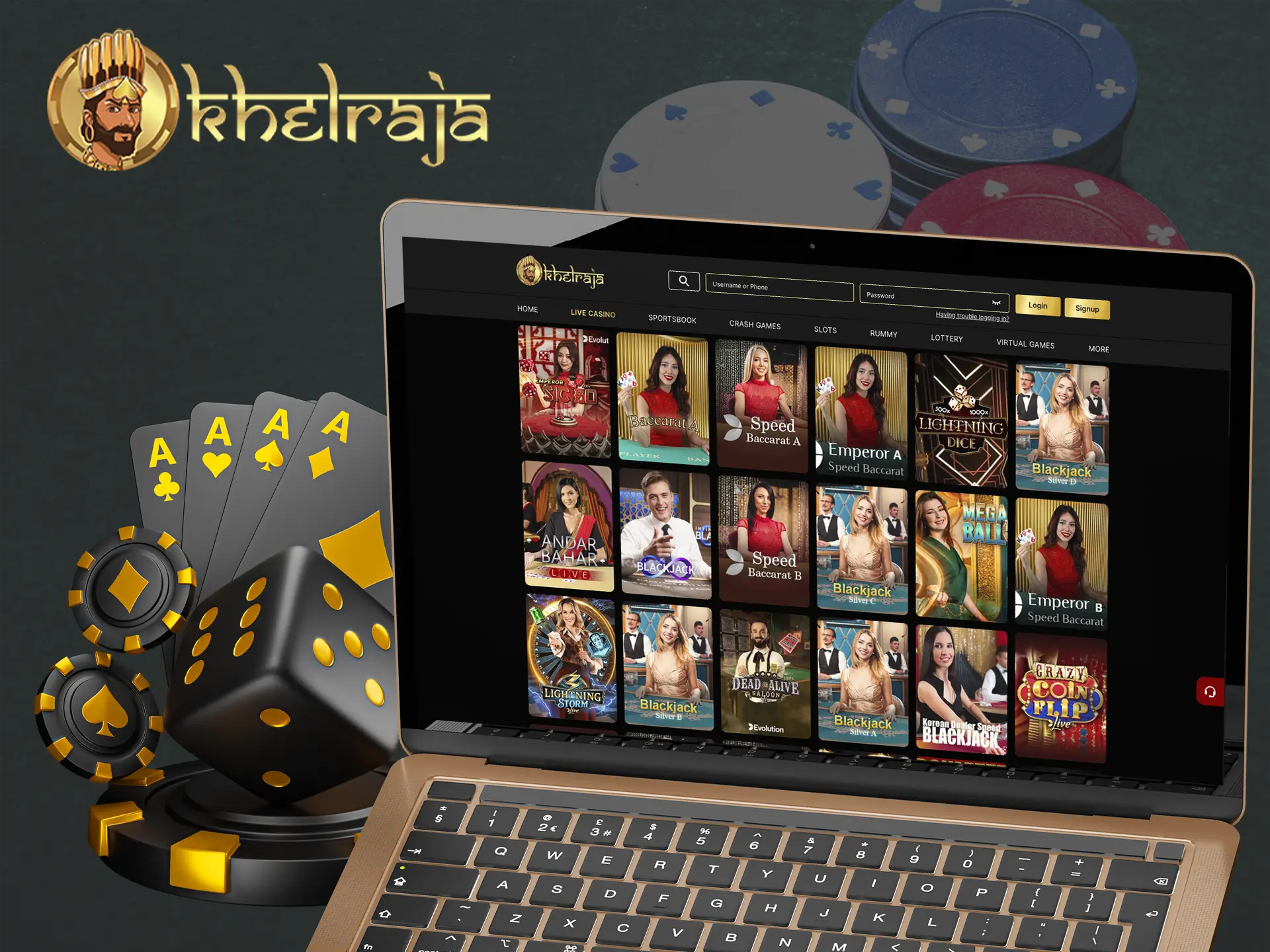 Show your skills and beat the best dealers at Khelraja Casino.