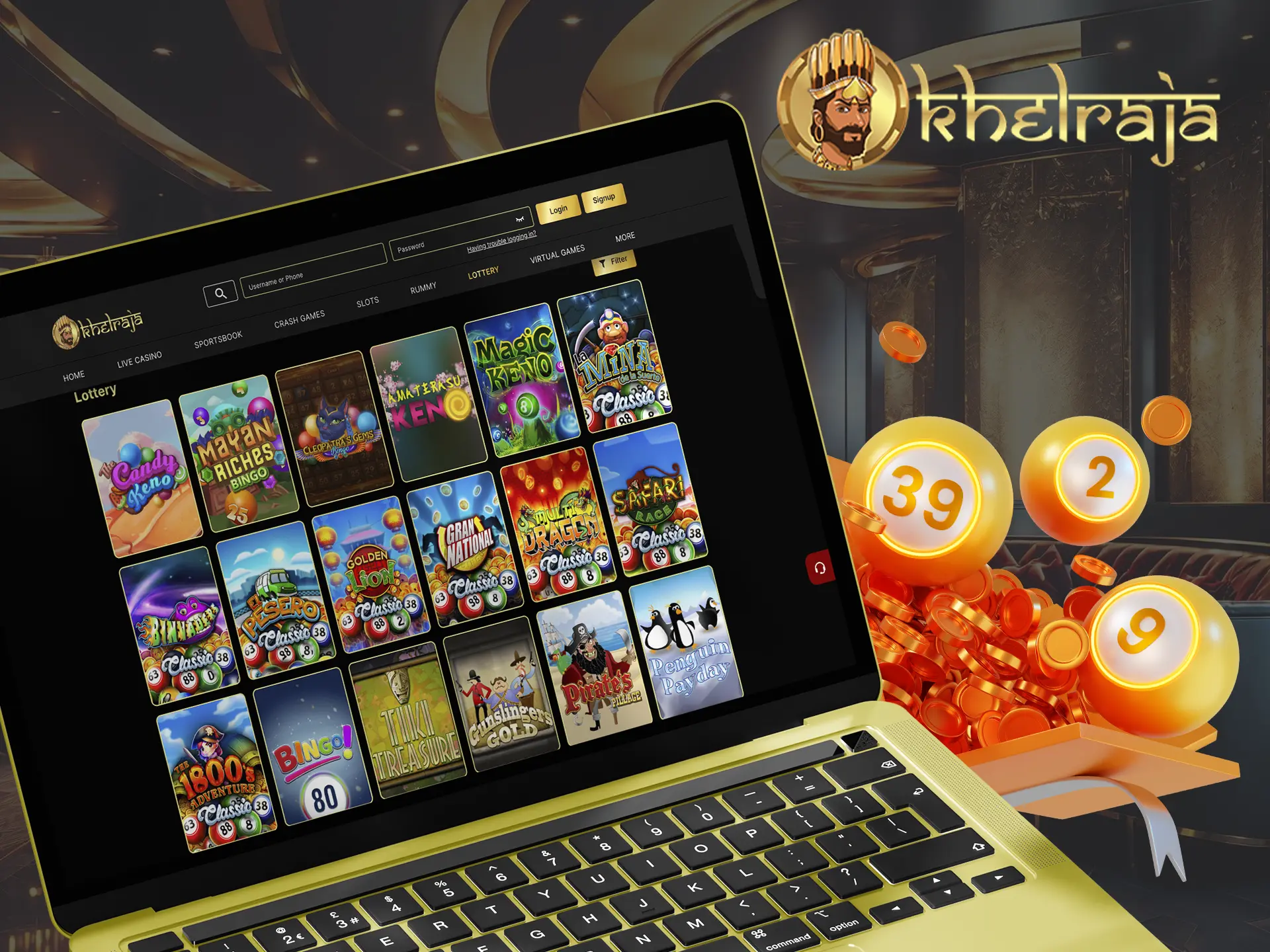 Predict the outcome of the lottery from Khelraja Casino and win a big jackpot.