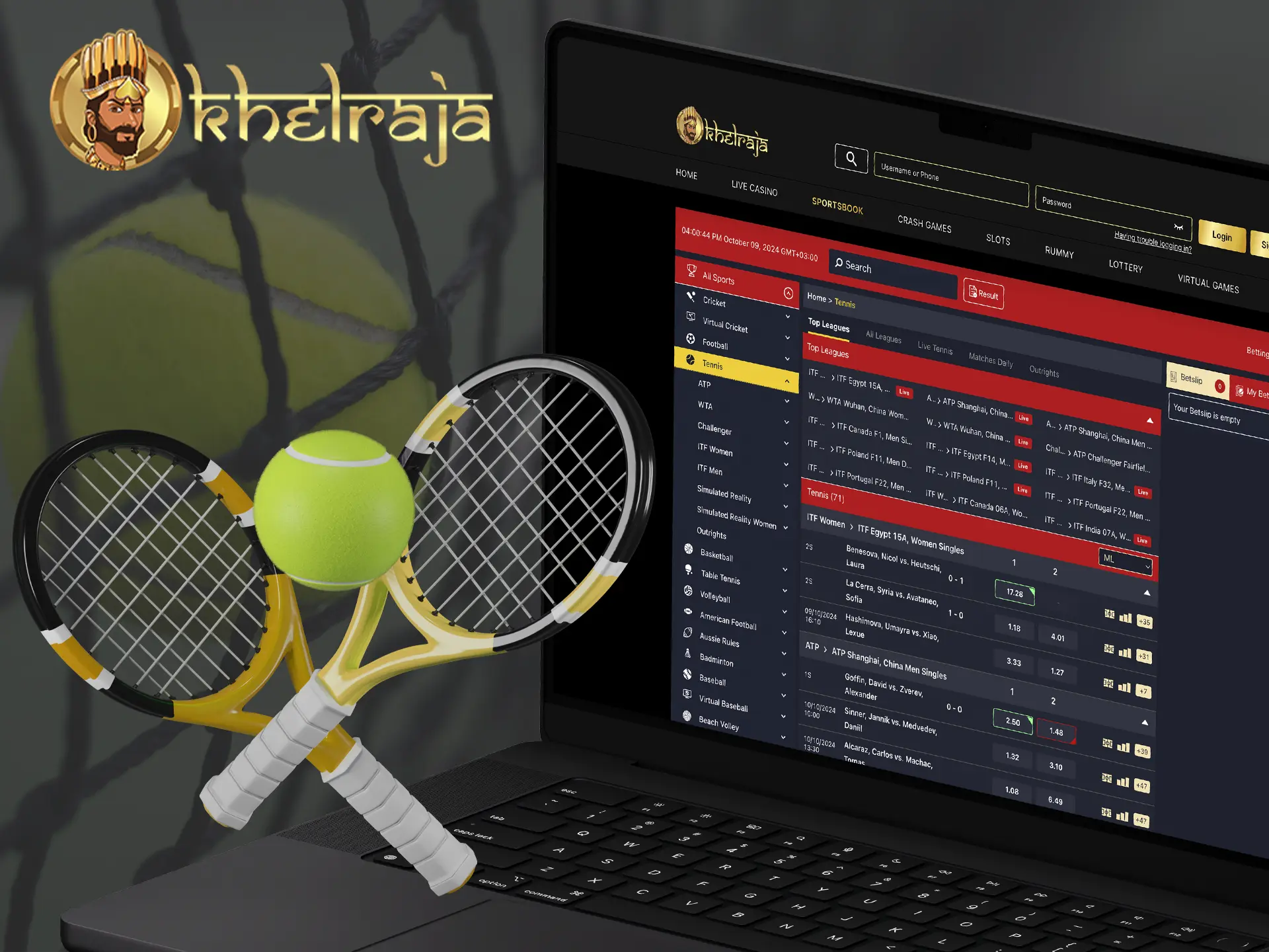 Show your knowledge and flair when betting at Khelraja on tennis matches.