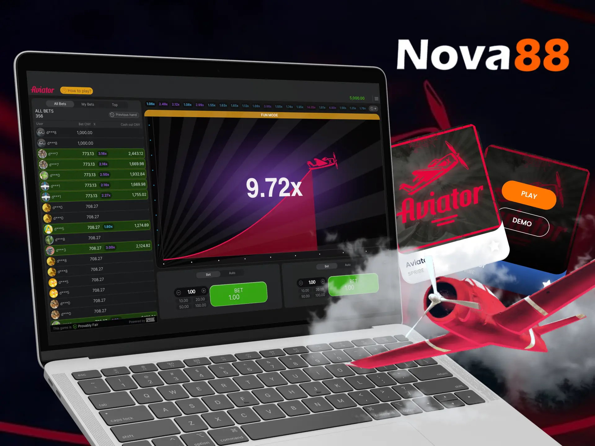 What is the player’s goal in the Aviator game at Nova88 online casino.