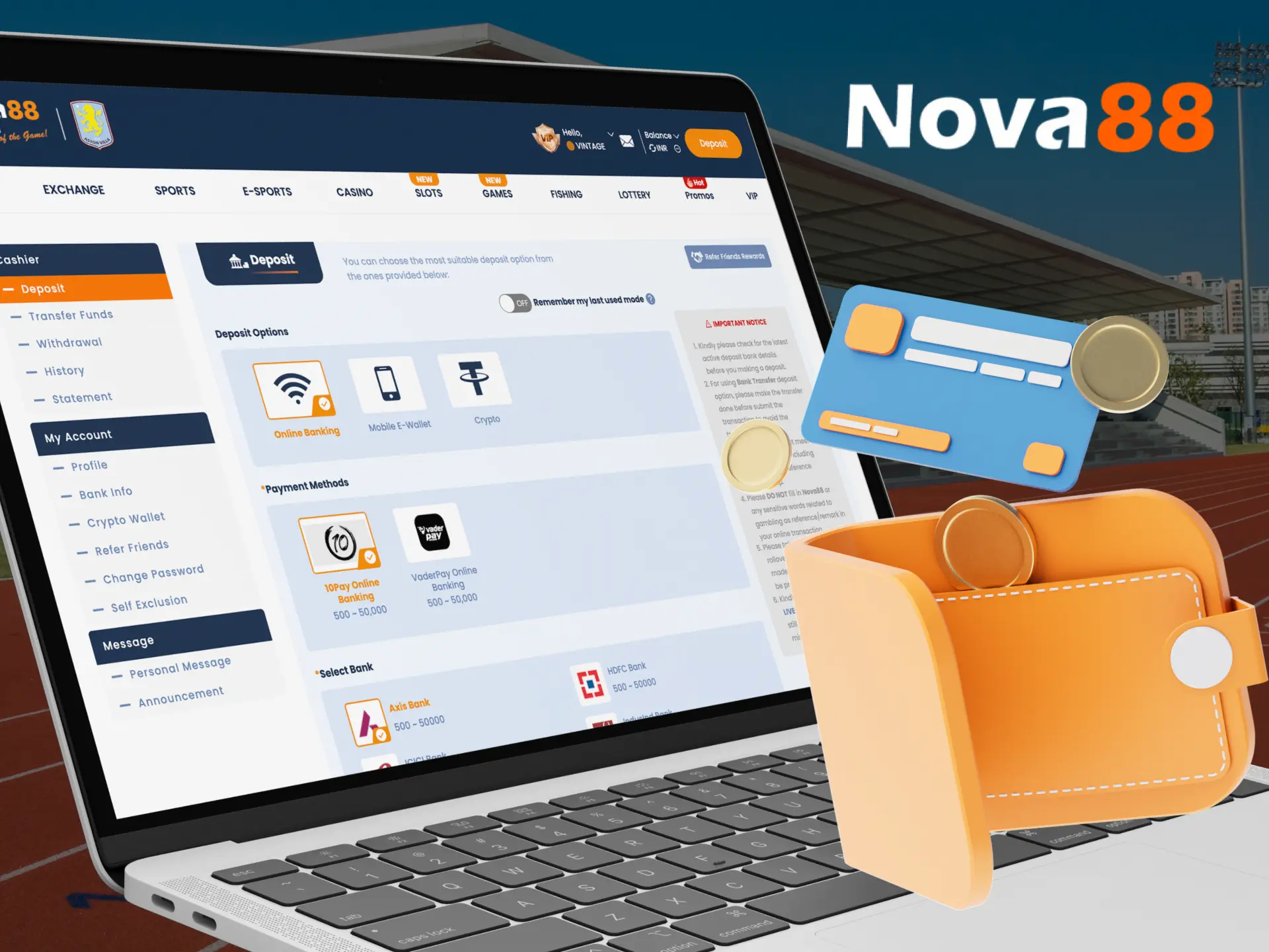 In order for a player to bet on sports at the Nova88 online casino, he needs to make a deposit.