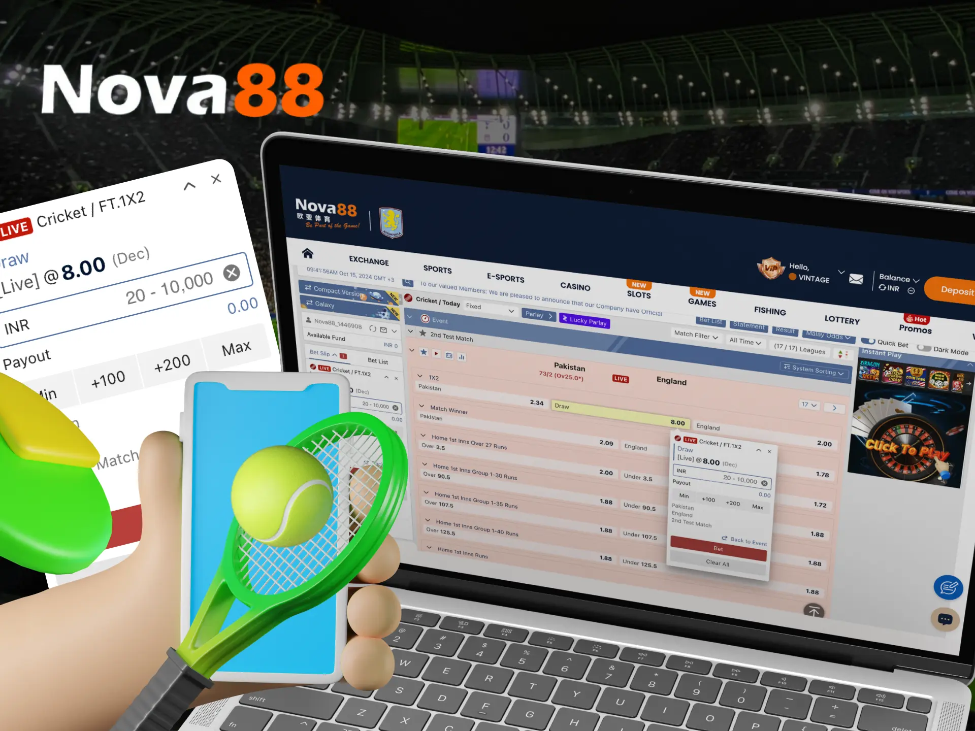 Step-by-step instructions on how to bet on sports at Nova88 online casino.