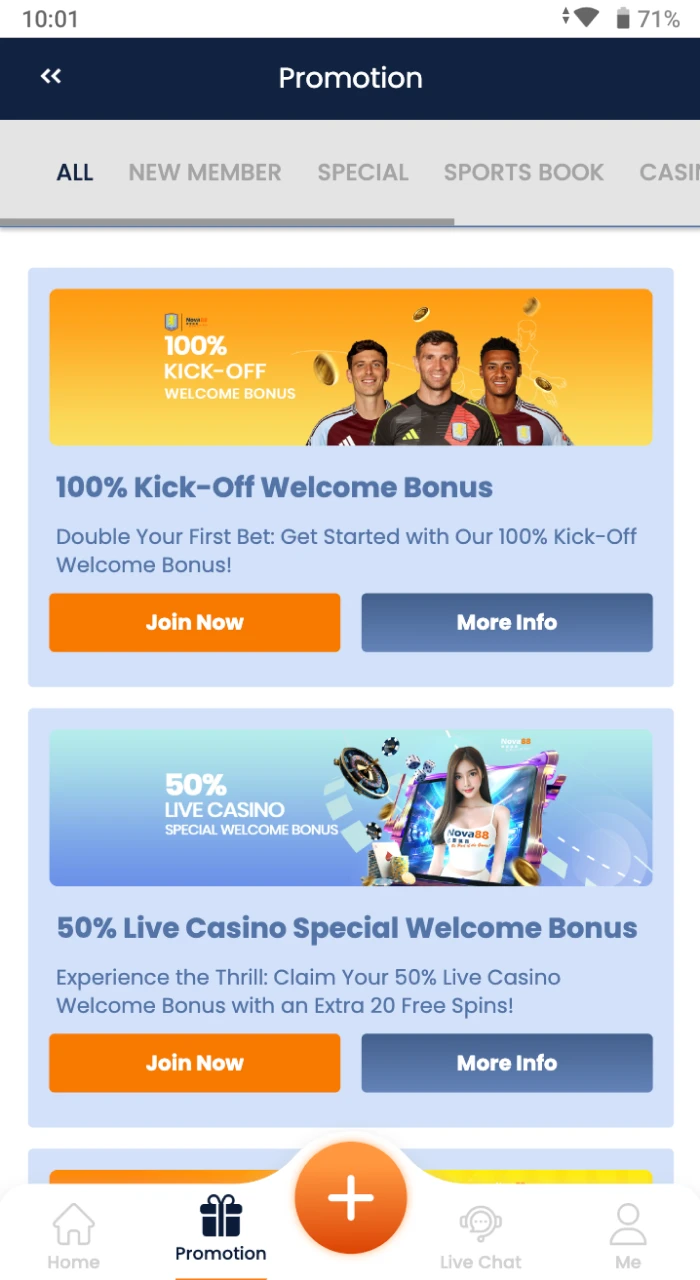 Is the bonus system available to players at the Nova88 online casino.