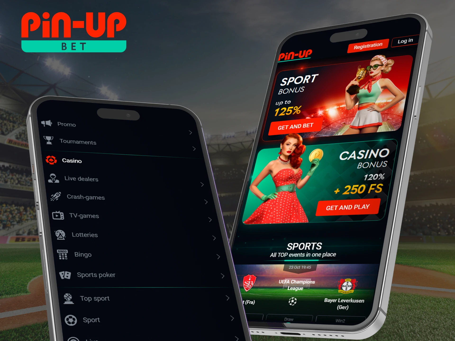 Download the Pin Up mobile app and place bets anywhere.