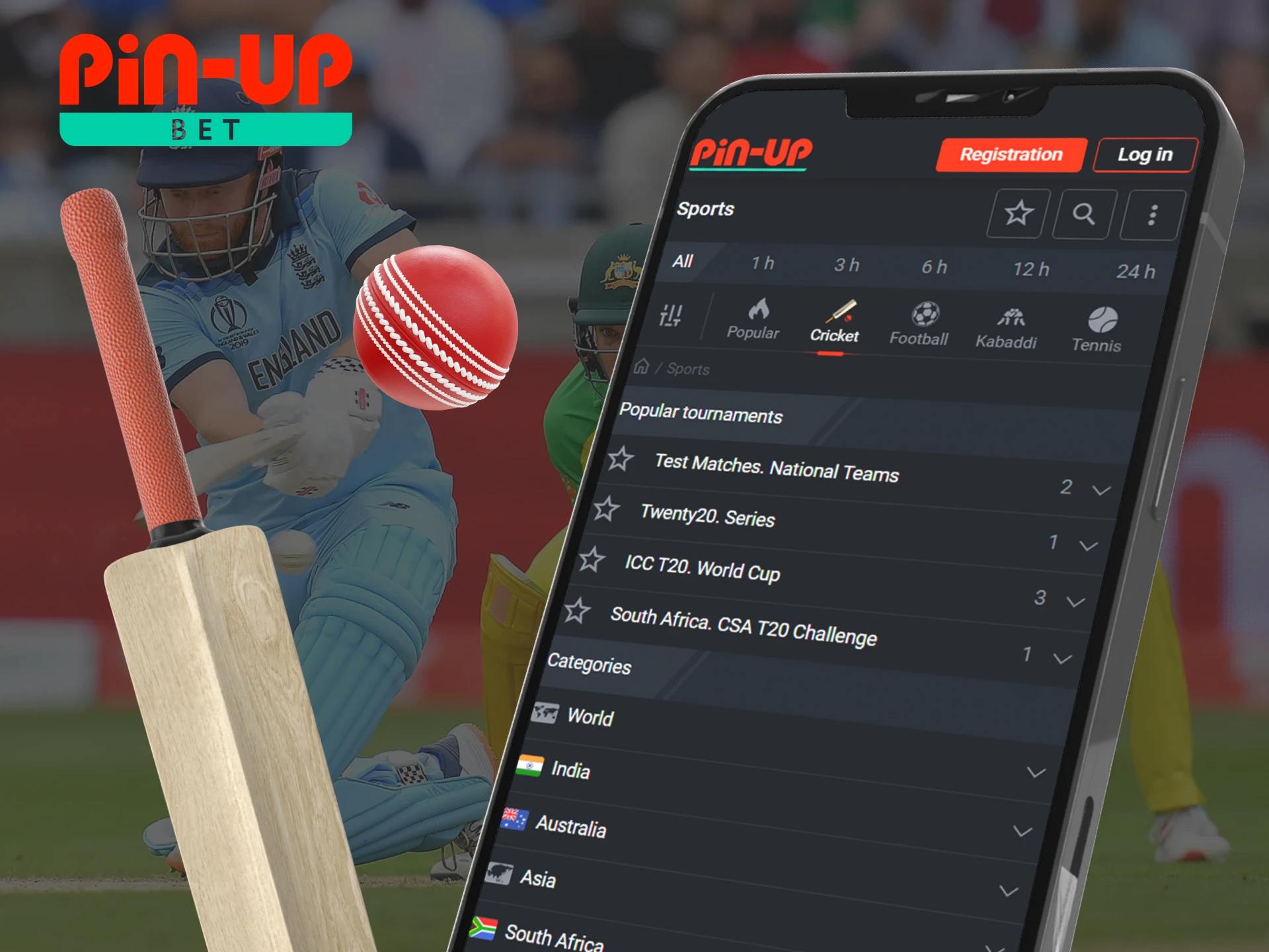 Place your bets on cricket in the Pin Up mobile app.