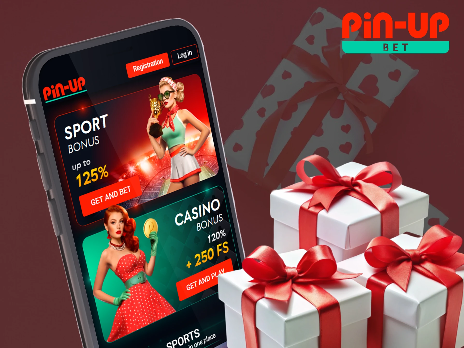 Get a casino or sports welcome bonus in the Pin Up app.