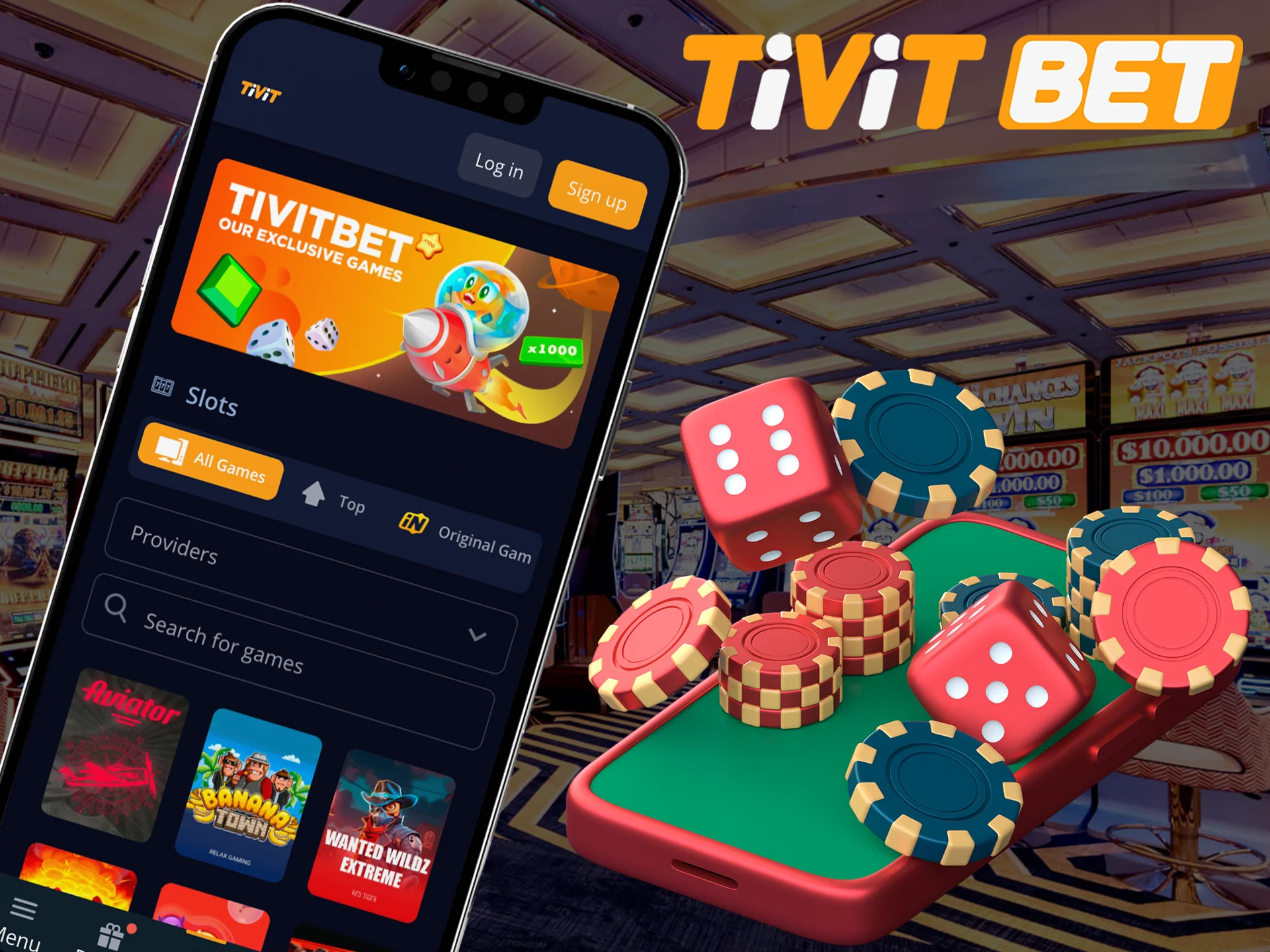 Play and win at the casino in the convenient Tivitbet app.