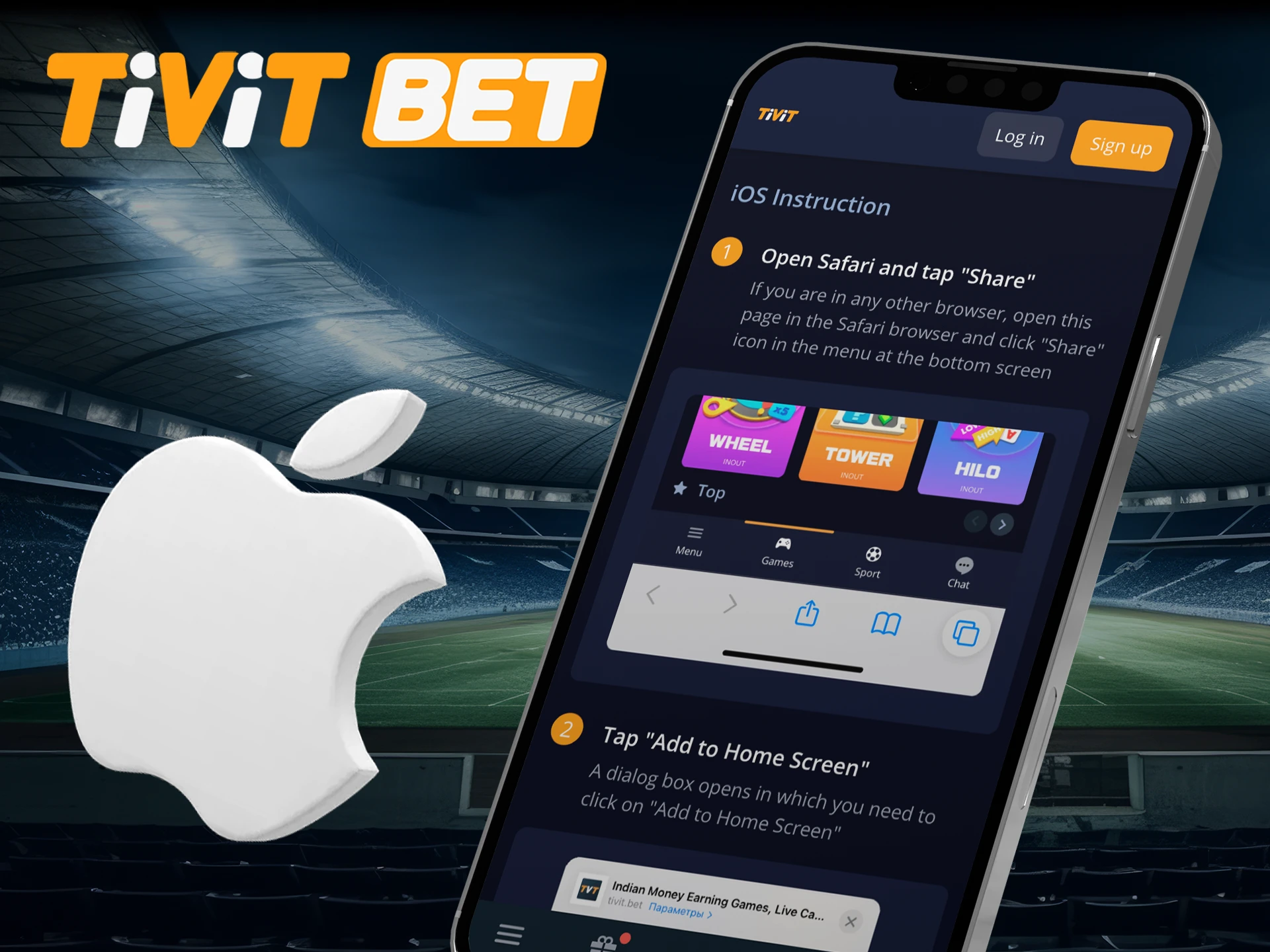 Install the Tivitbet app on your iOS device and start betting.