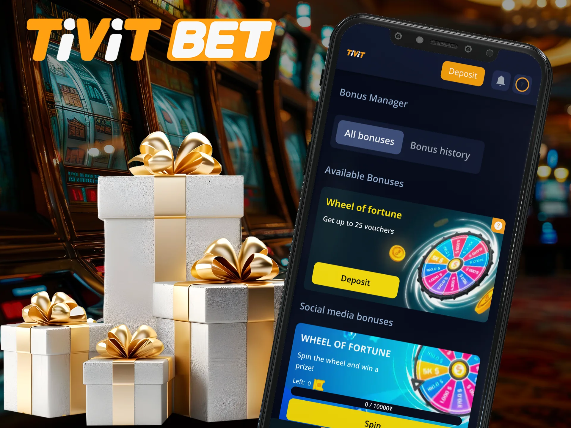 Play and get bonuses from Tivitbet on the mobile app.