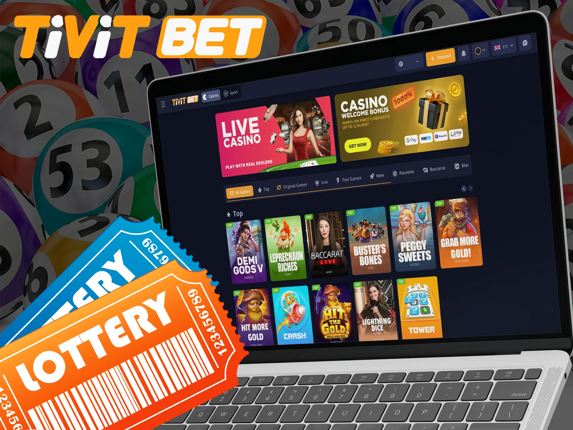 Try your luck in the lottery section at Tivitbet.