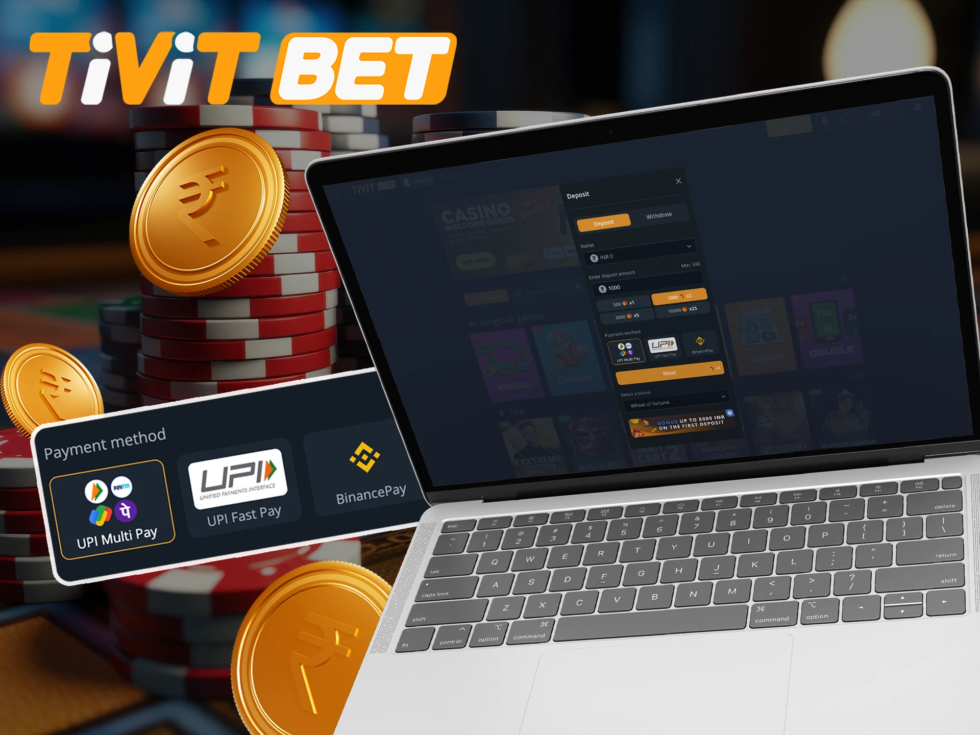 Use a convenient method for you to replenish your Tivitbet account.