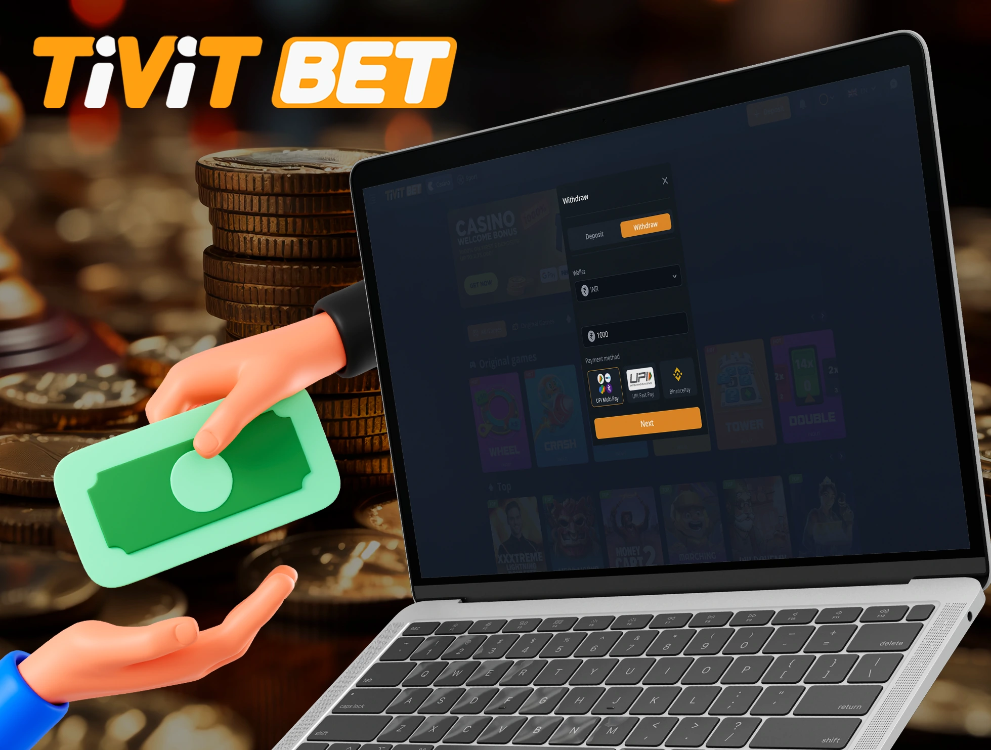 Withdraw your winnings to convenient accounts offered at Tivitbet.