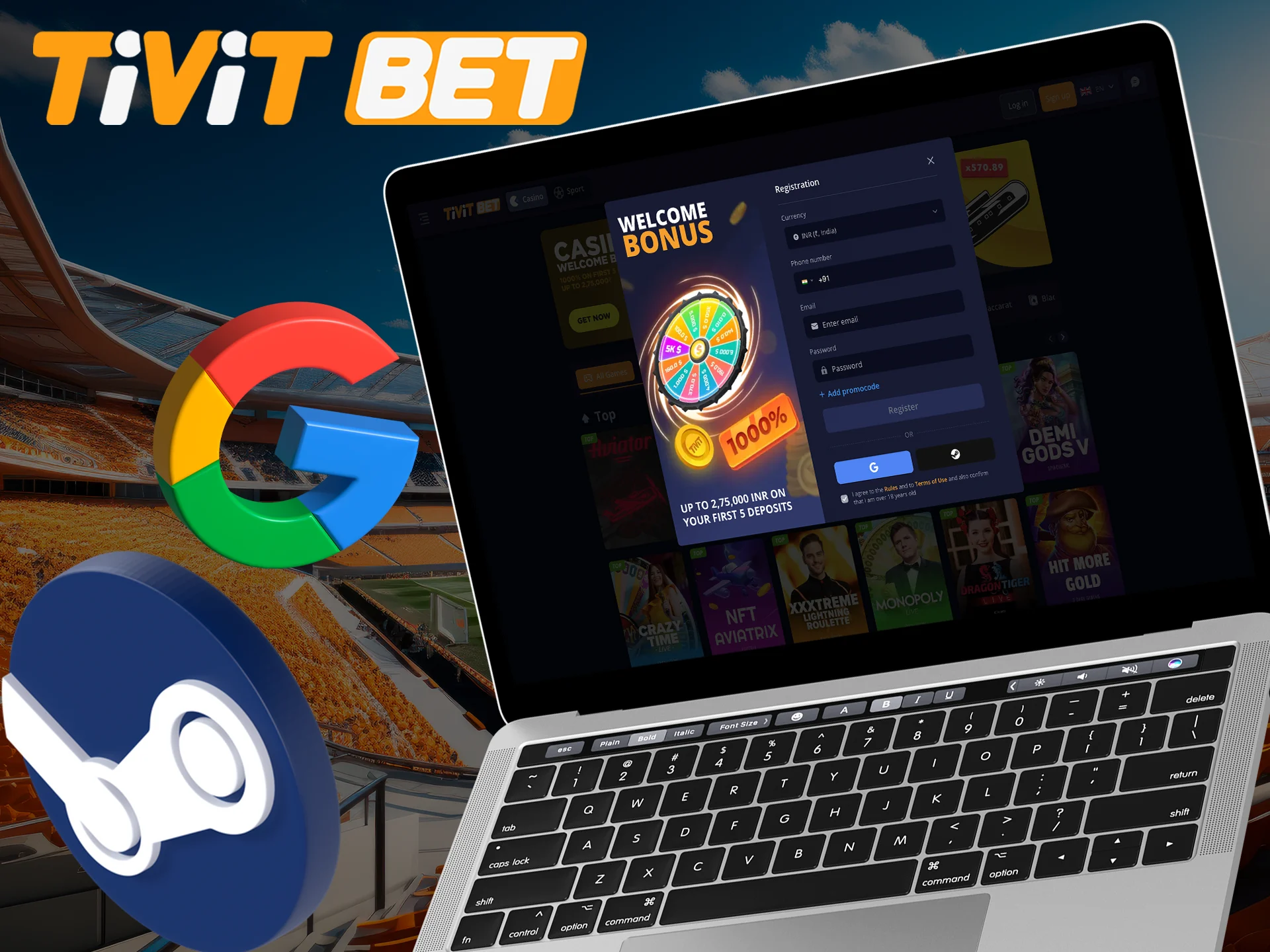 Register an account with Tivitbet using social network.