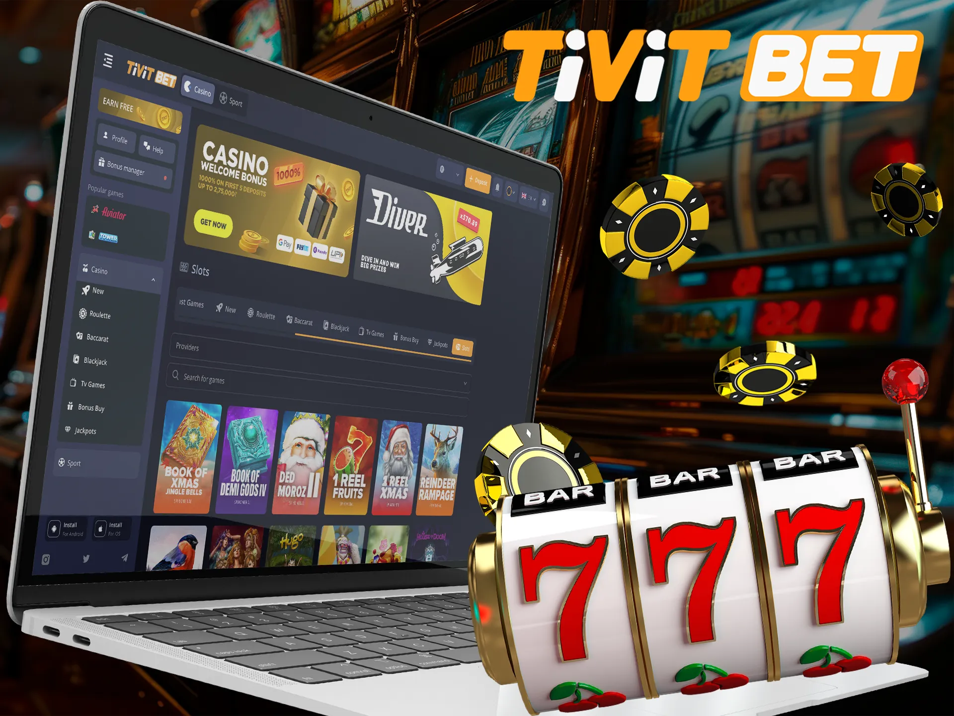 Play your favorite slot games and win with Tivitbet.