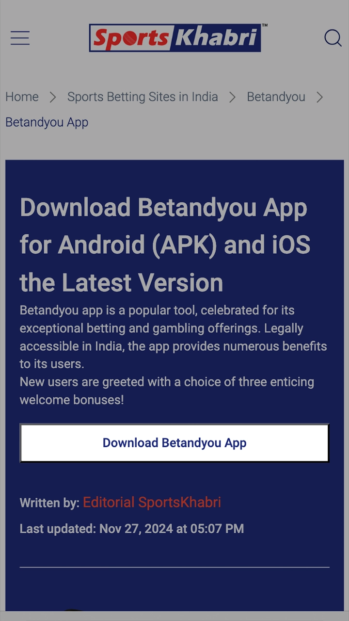 Find the Betandyou app install button and start the installation.