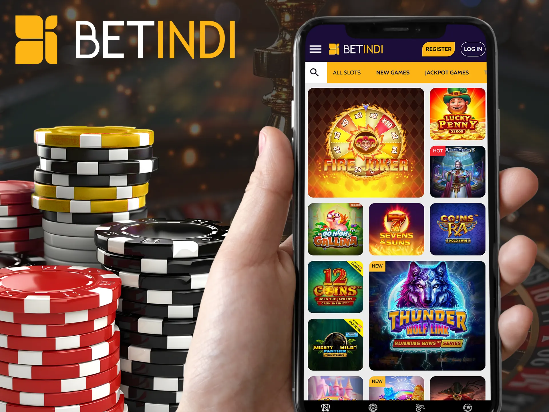 The casino section of the Betindi mobile app includes a variety of games.