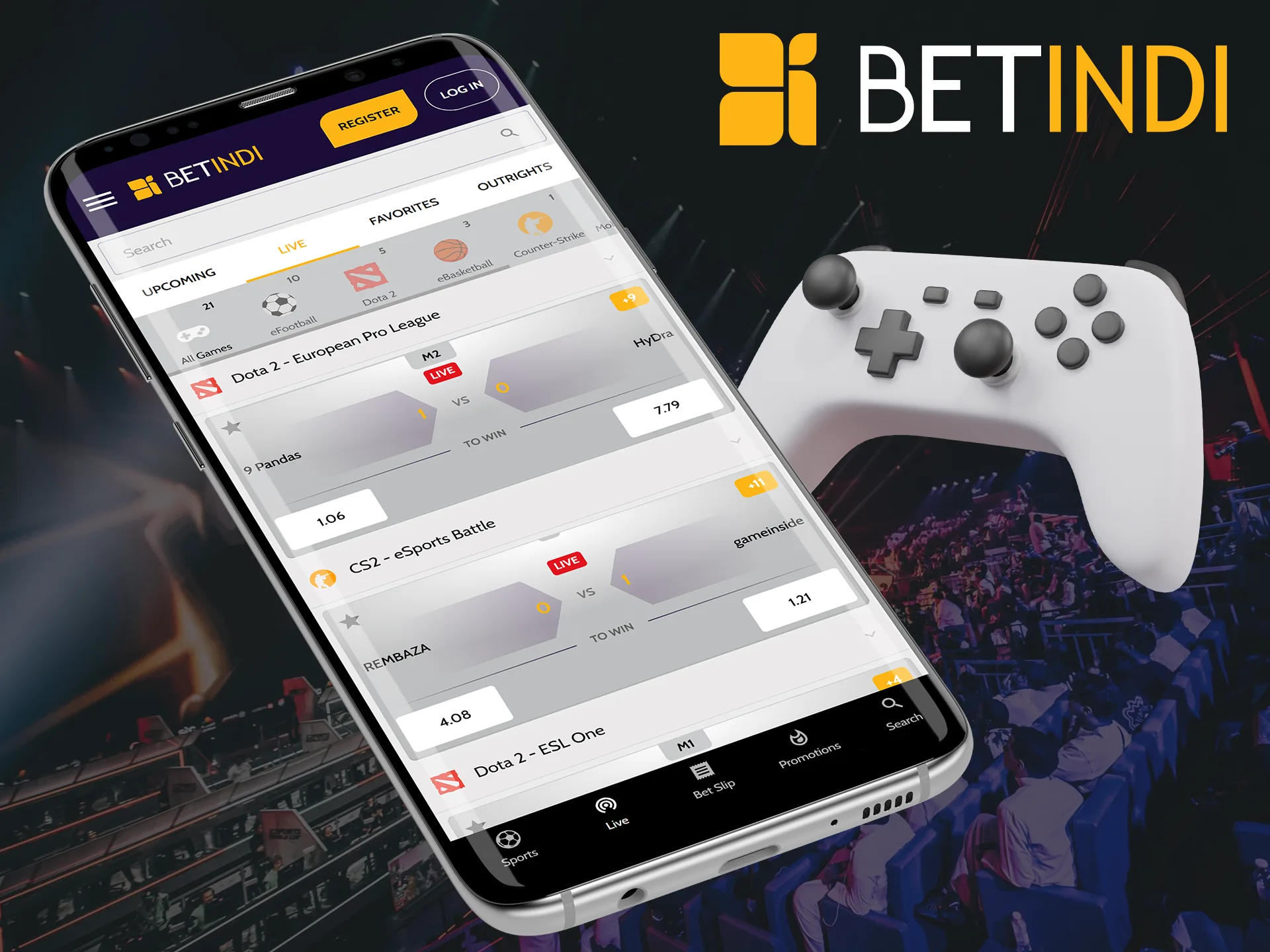 If you love eSports, you can bet on it on the Betindi app.